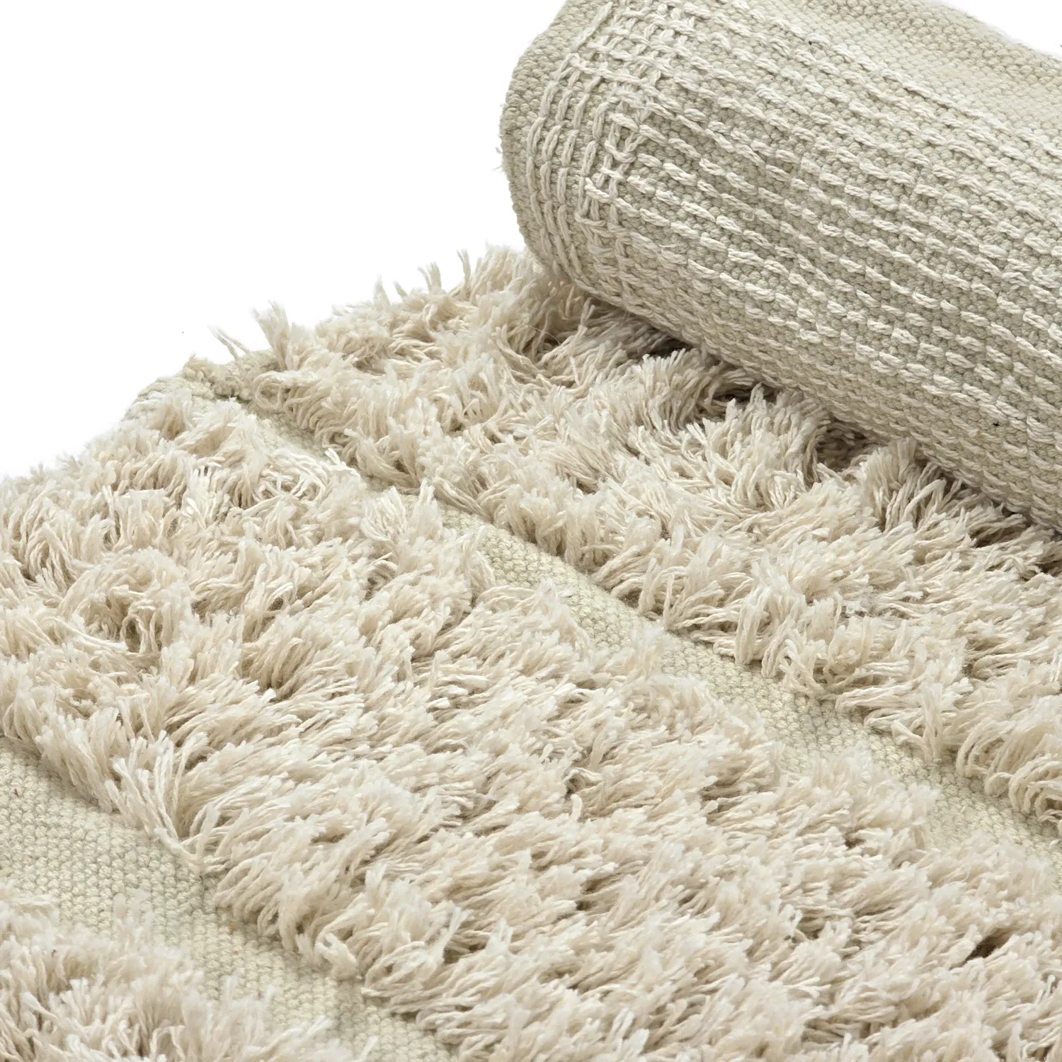 Rund Teppich - Ikara Natural Cotton Shaggy (creme)