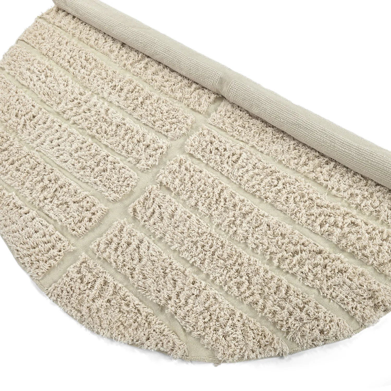 Rund Teppich - Ikara Natural Cotton Shaggy (creme)