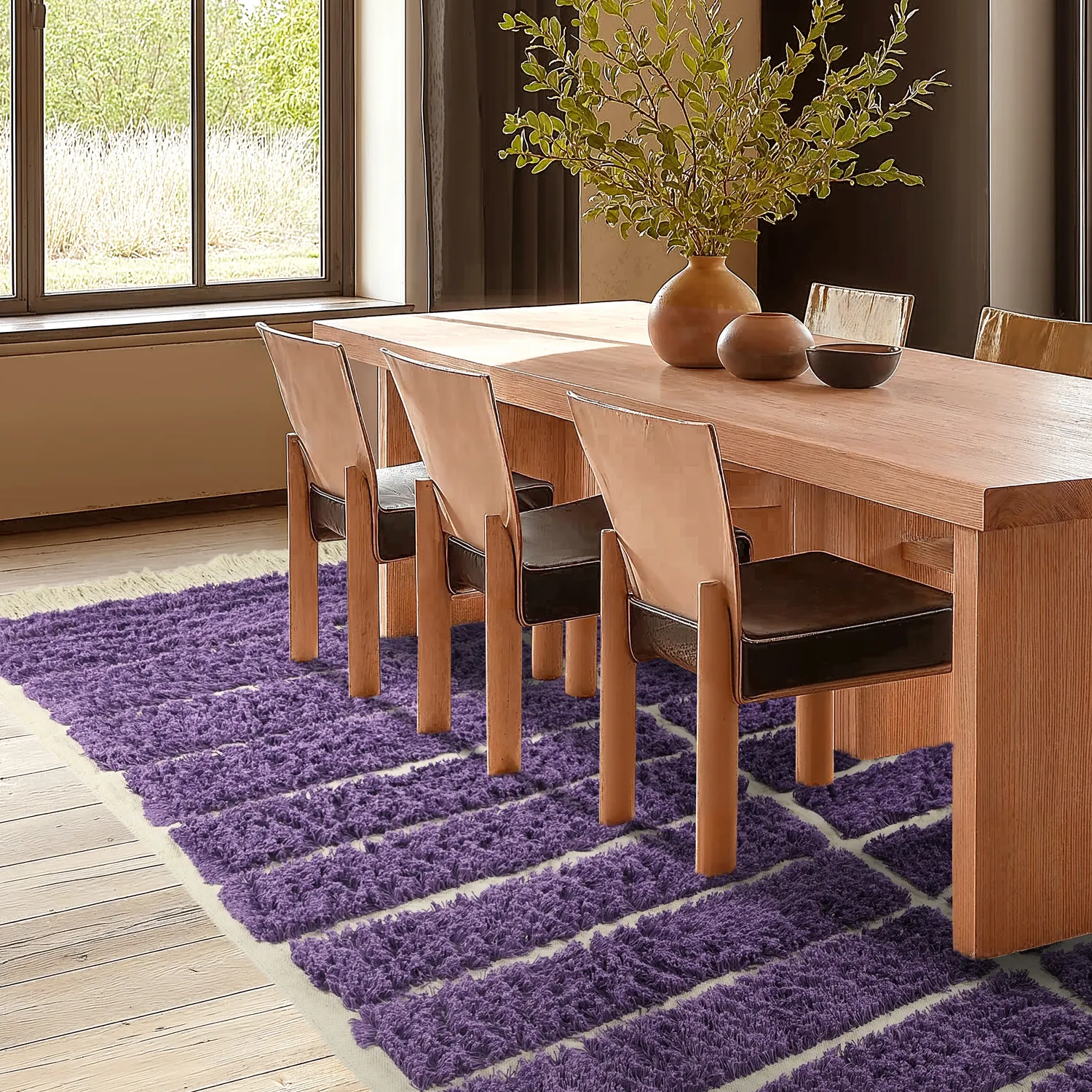 Hochflorteppiche - Ikara Natural Cotton Shaggy (lila)