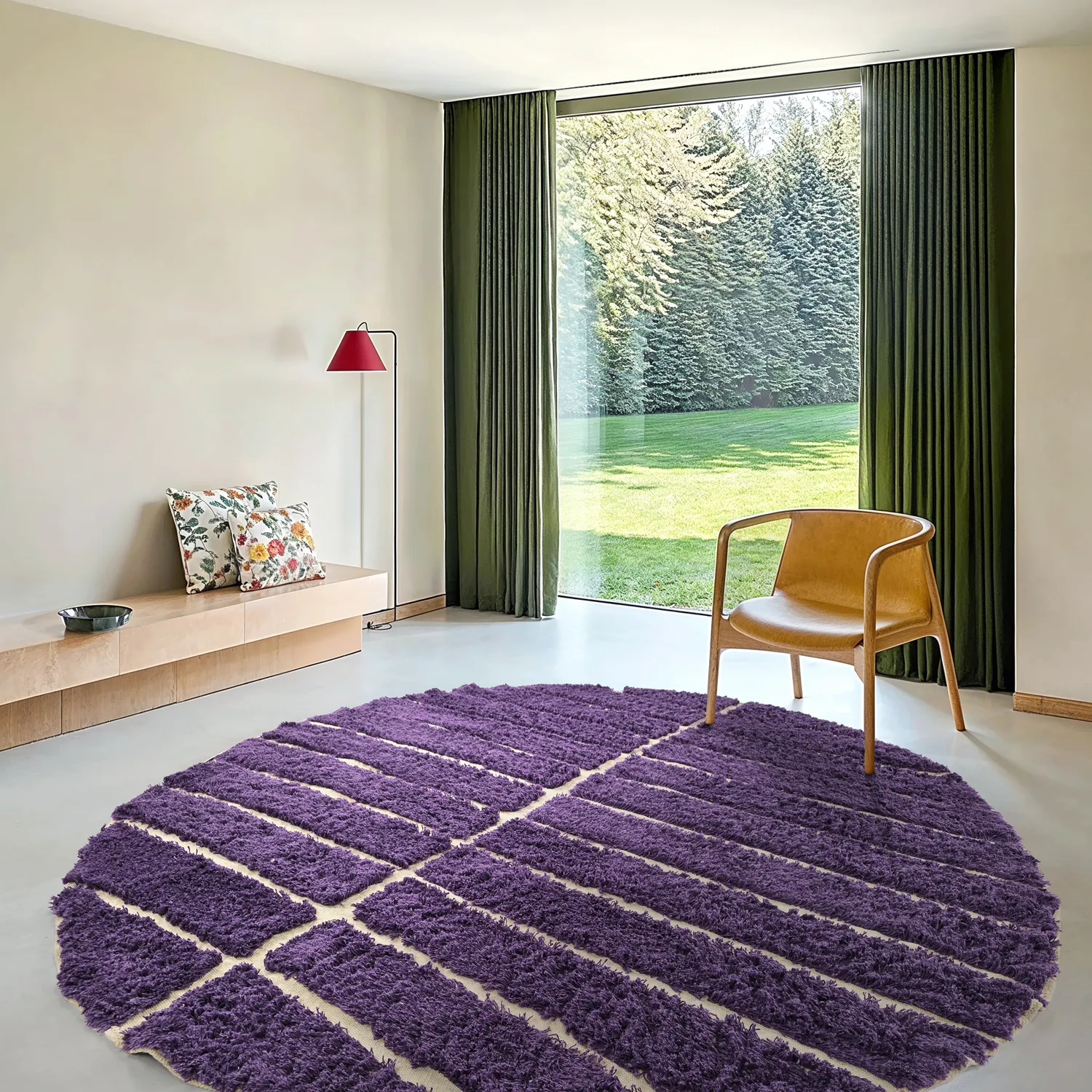 Rund Teppich - Ikara Natural Cotton Shaggy (lila)