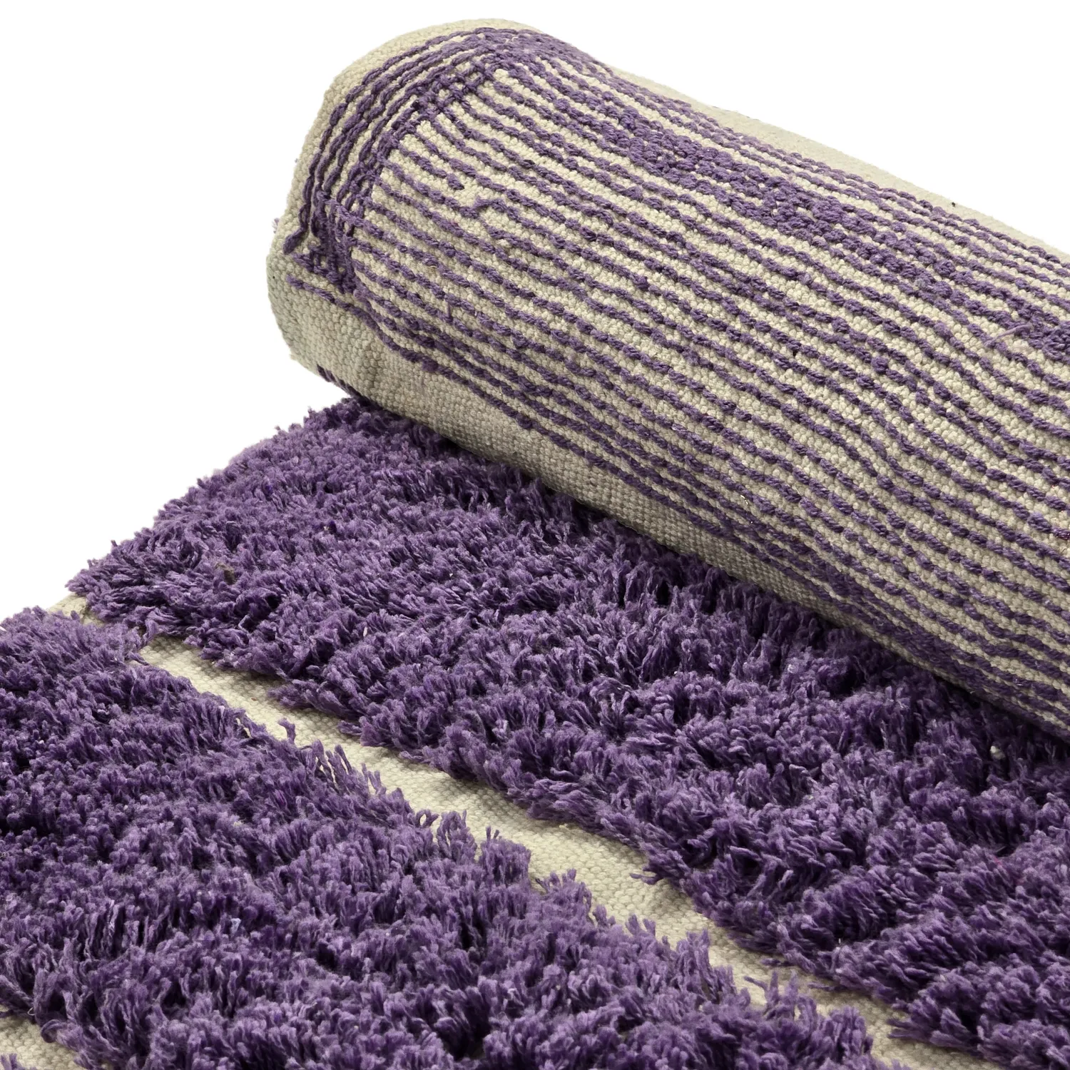 Rund Teppich - Ikara Natural Cotton Shaggy (lila)