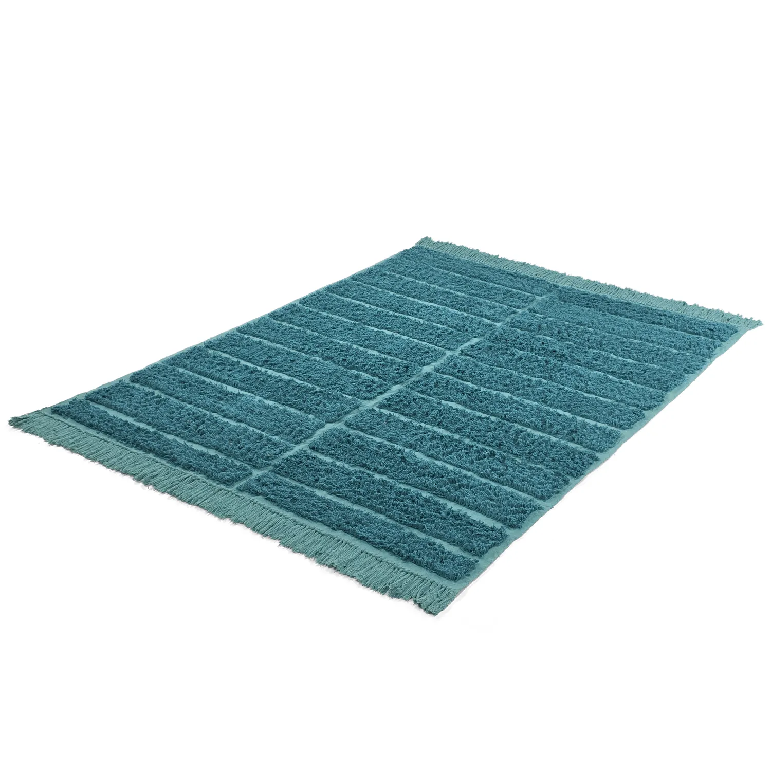 Tapis à poils longs - Ikara Natural Cotton Shaggy (turquoise)