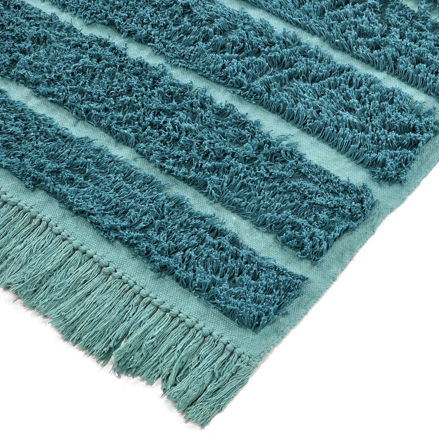 Tapis à poils longs - Ikara Natural Cotton Shaggy (turquoise)