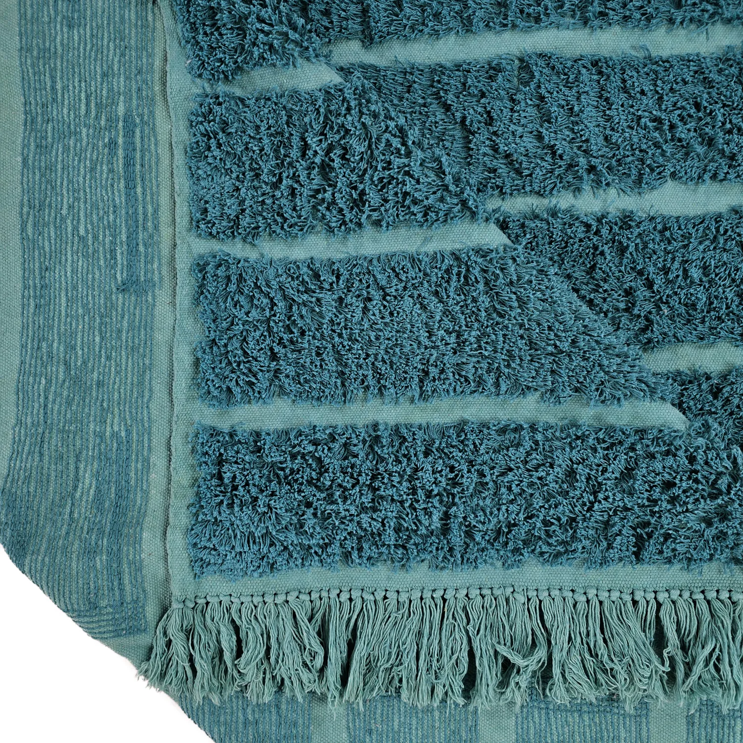 Tapis à poils longs - Ikara Natural Cotton Shaggy (turquoise)