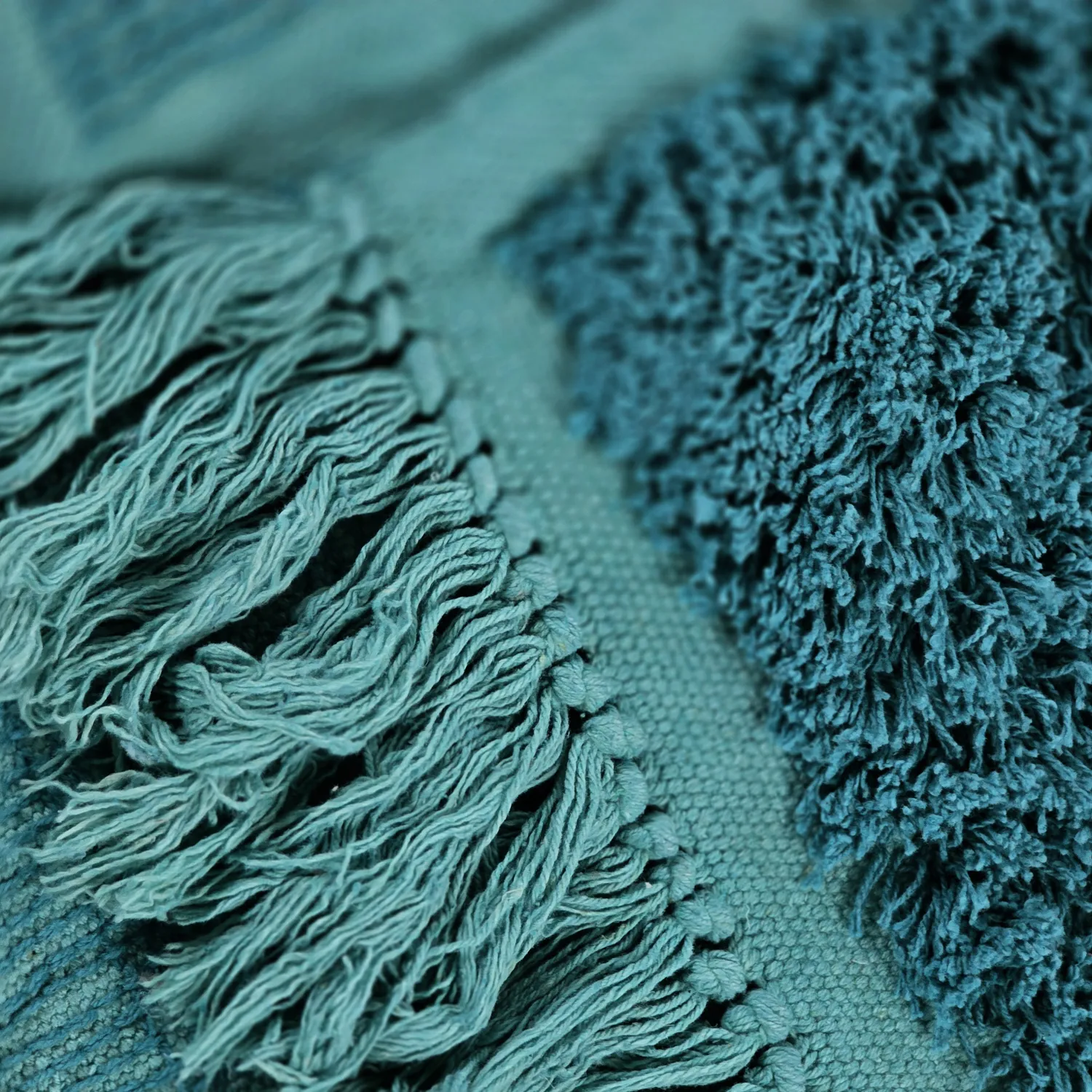 Tapis à poils longs - Ikara Natural Cotton Shaggy (turquoise)