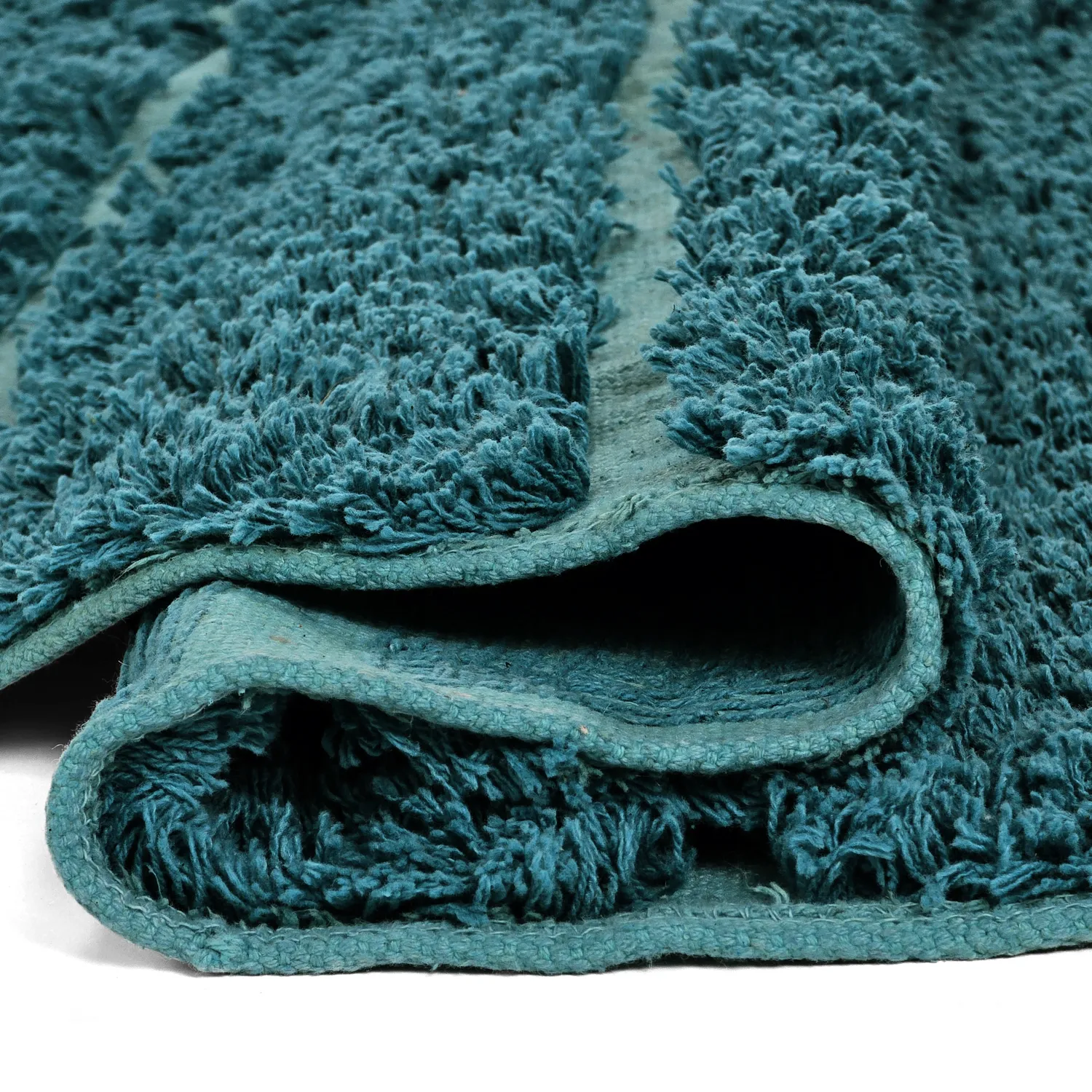 Rund Teppich - Ikara Natural Cotton Shaggy (türkis)