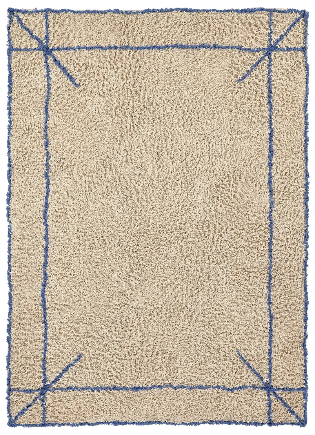 Hochflorteppiche - Kairi Natural Cotton Shaggy (beige/blau)