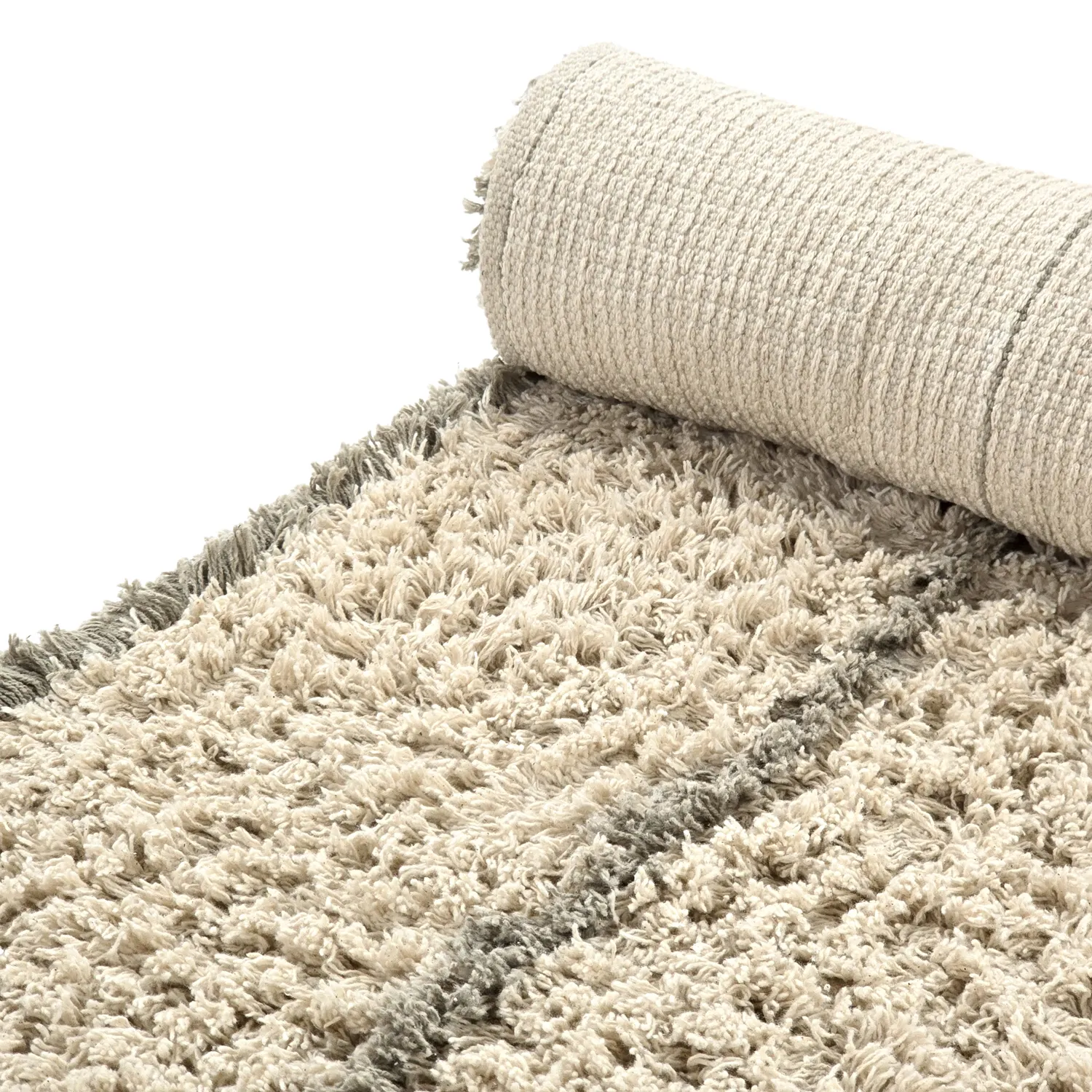 Hochflorteppiche - Kairi Natural Cotton Shaggy (beige/taupe)