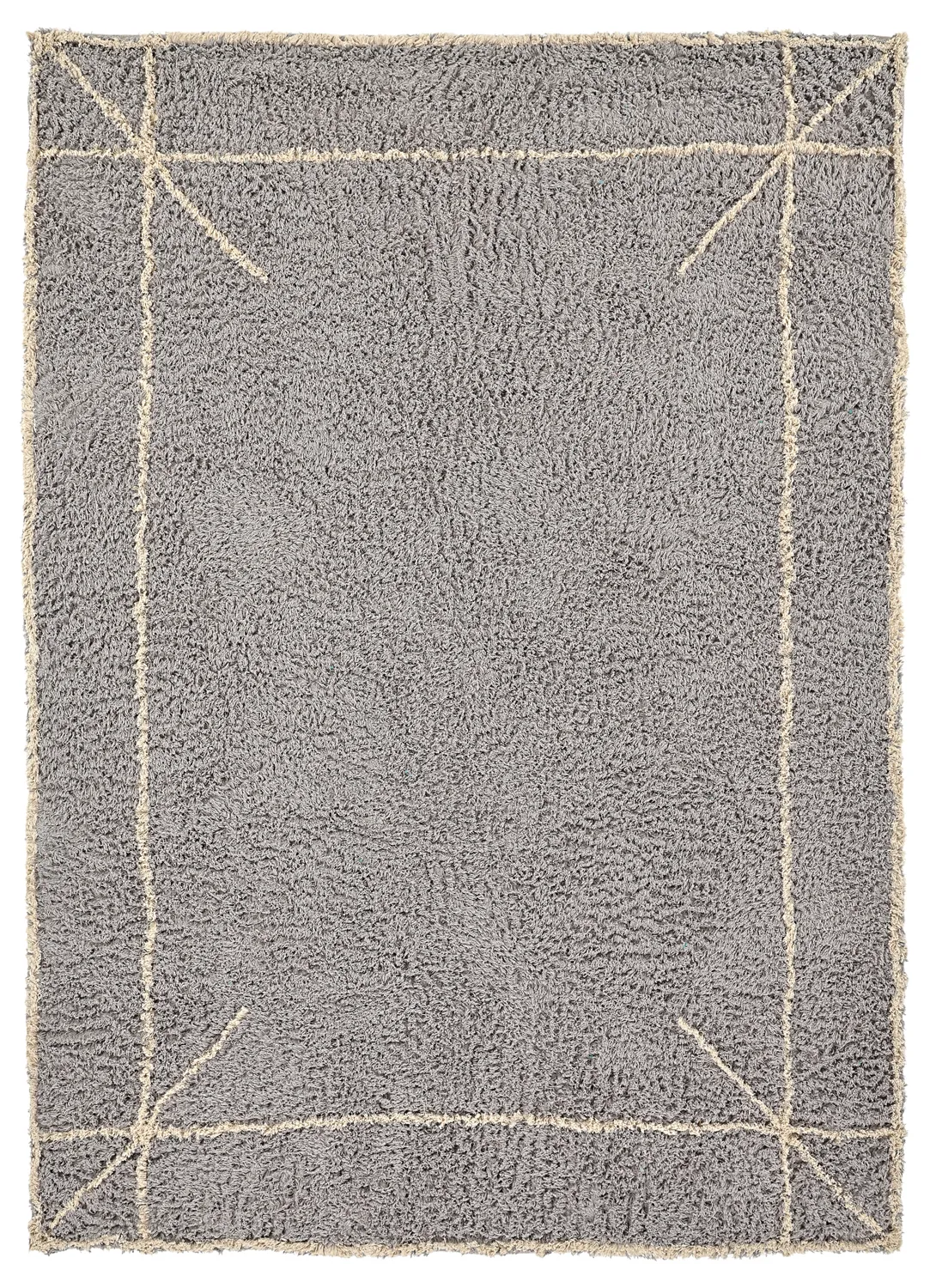 Tapis à poils longs - Kairi Natural Cotton Shaggy (gris/beige)