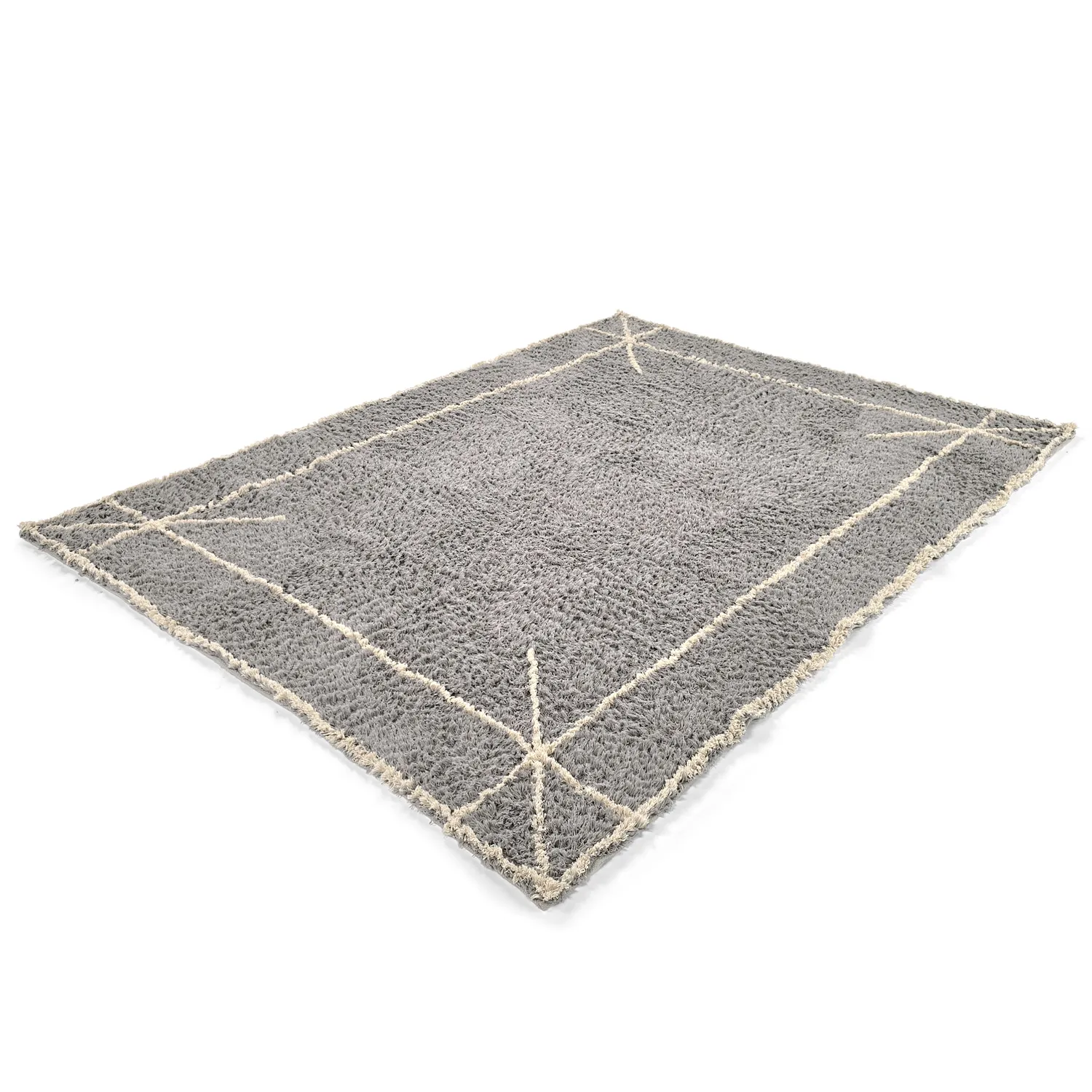 Tapis à poils longs - Kairi Natural Cotton Shaggy (gris/beige)