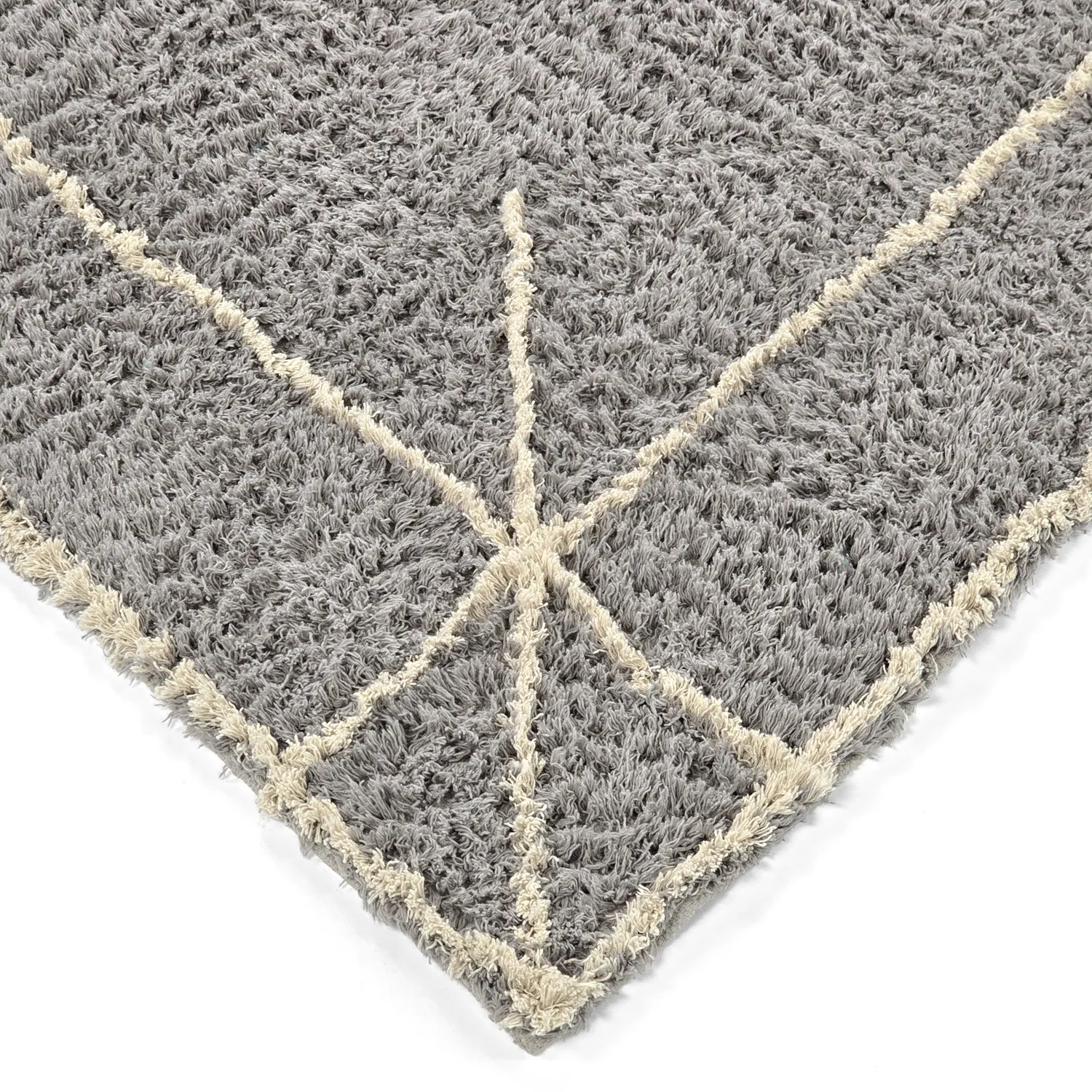 Tapis à poils longs - Kairi Natural Cotton Shaggy (gris/beige)