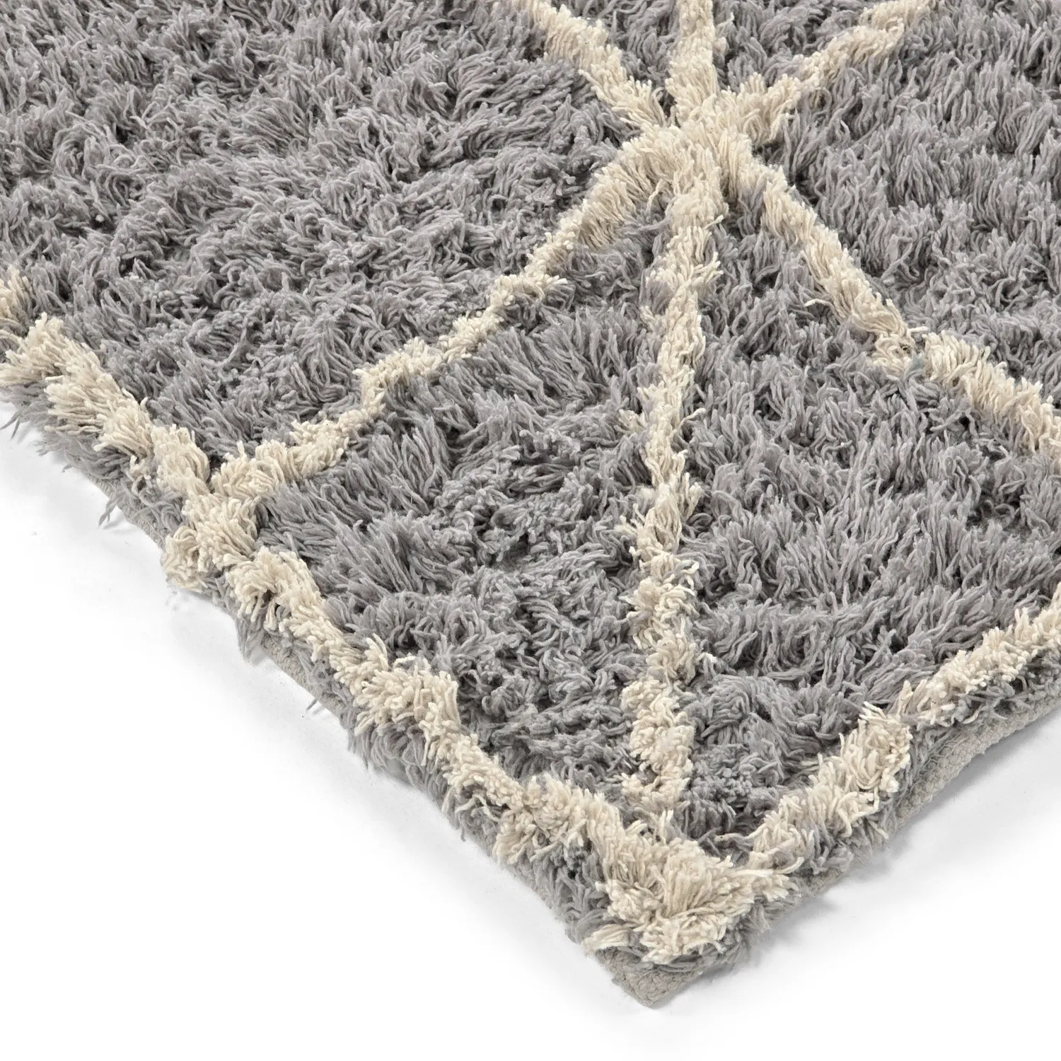 Tapis à poils longs - Kairi Natural Cotton Shaggy (gris/beige)