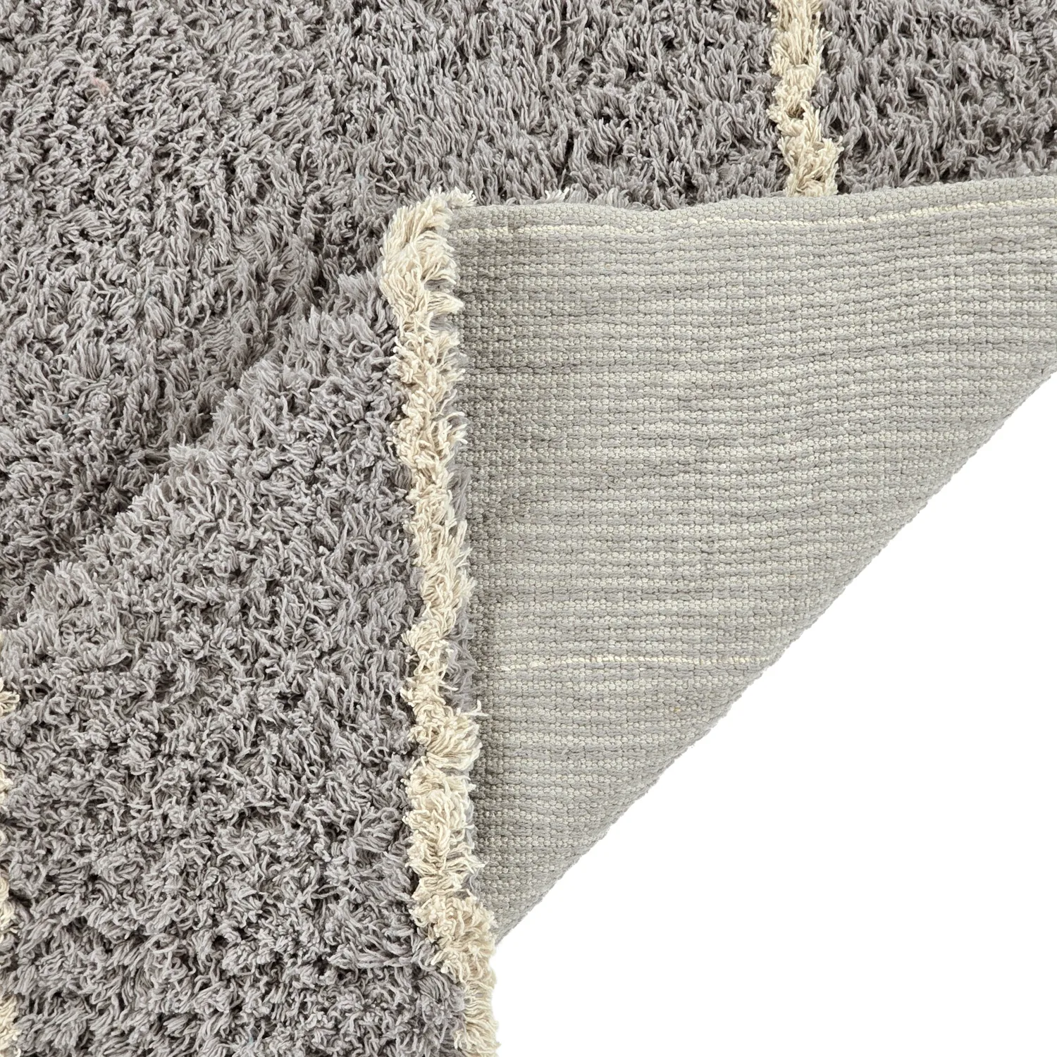 Tapis à poils longs - Kairi Natural Cotton Shaggy (gris/beige)