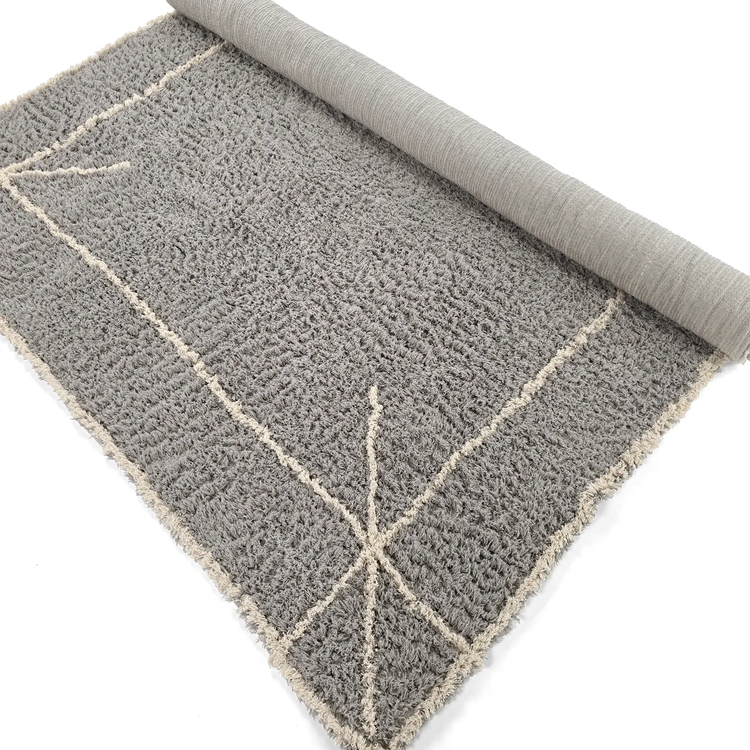 Tapis à poils longs - Kairi Natural Cotton Shaggy (gris/beige)