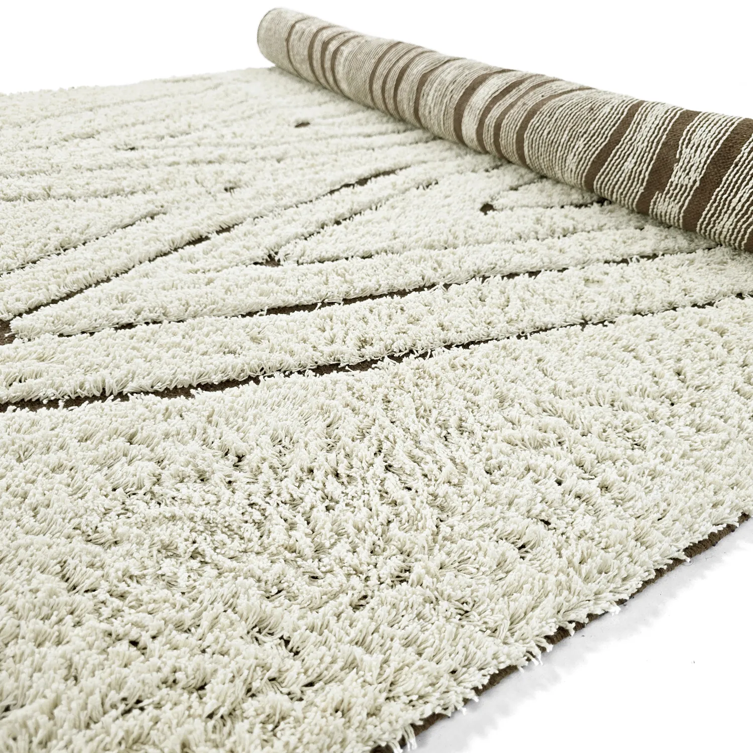 Hochflorteppiche - Kindon Natural Cotton Shaggy (cremefarben/braun)