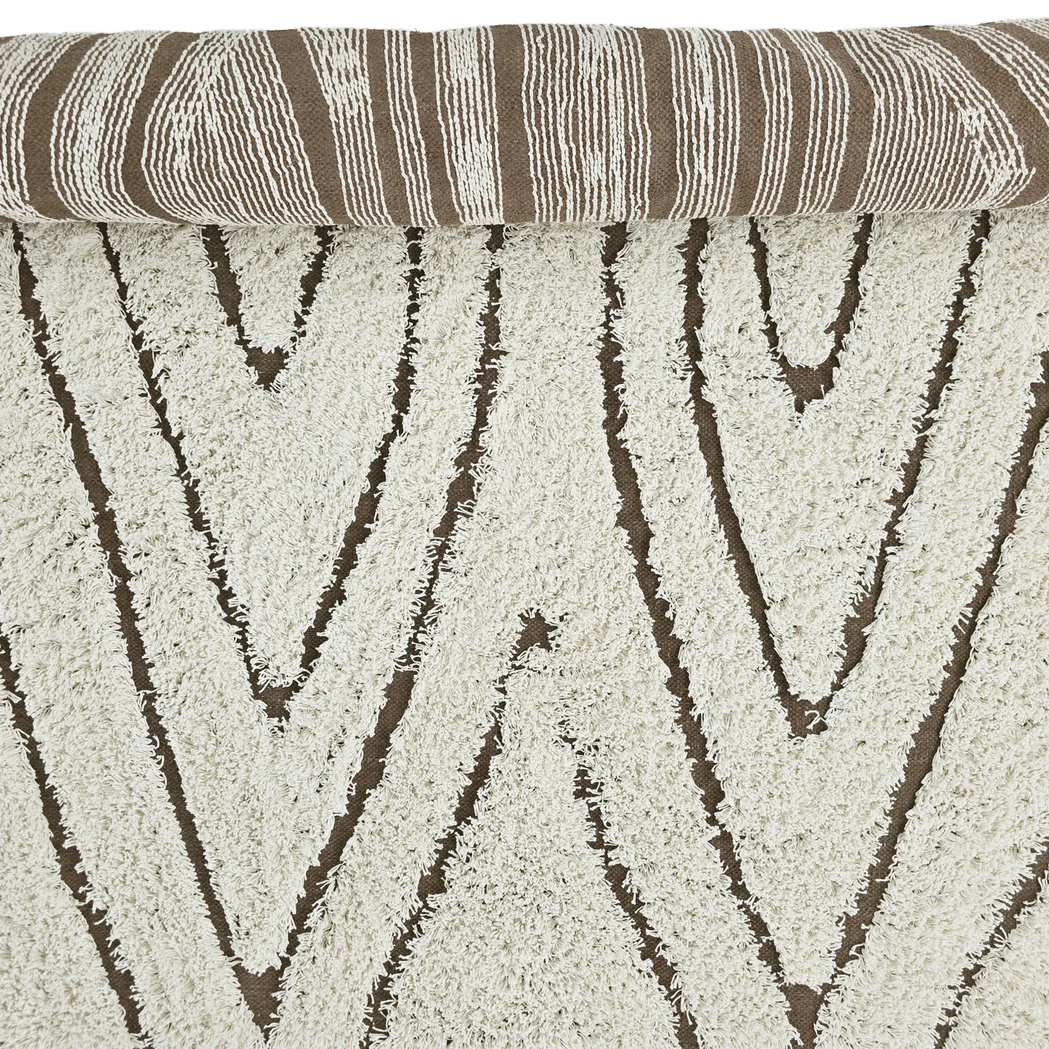 Hochflorteppiche - Kindon Natural Cotton Shaggy (cremefarben/braun)