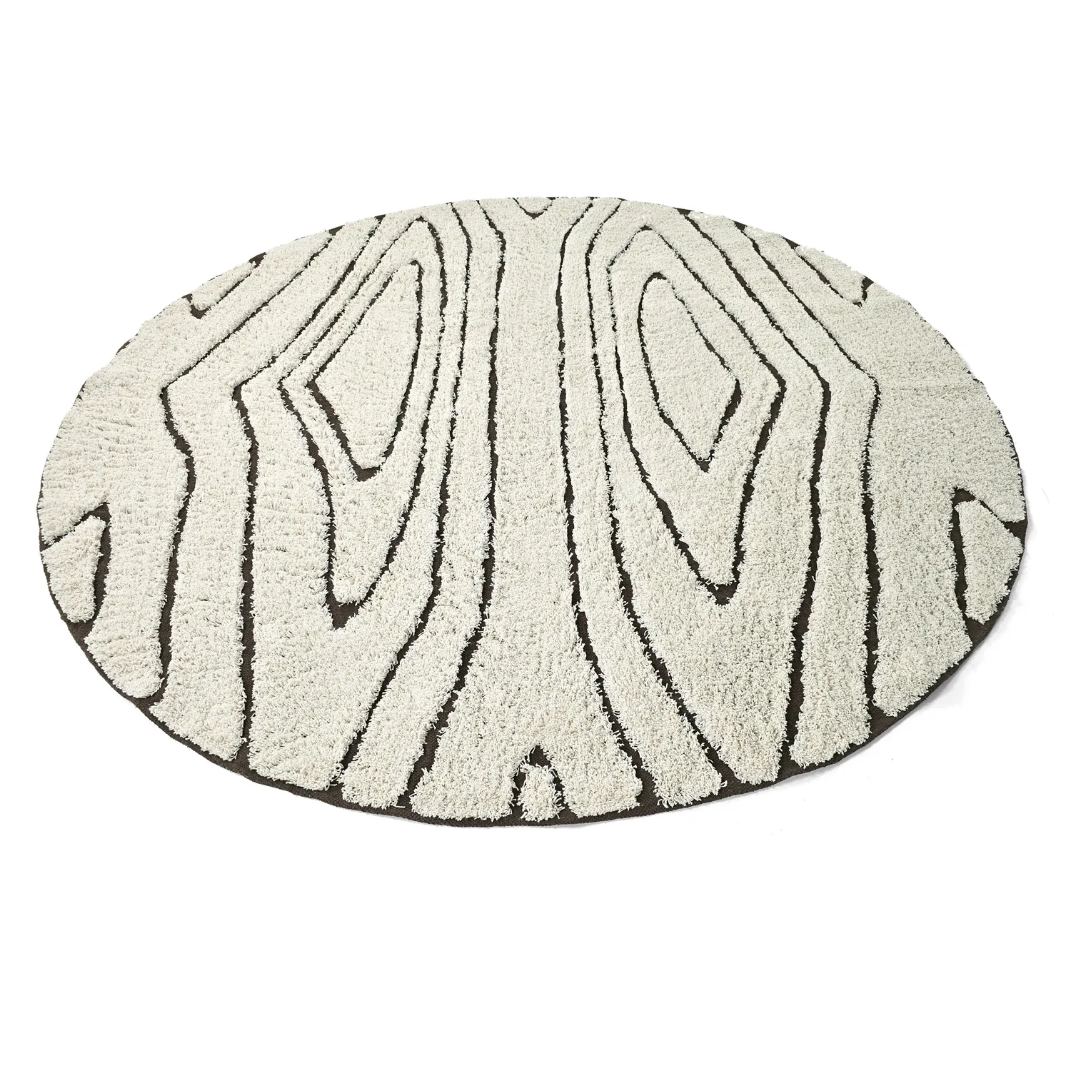 Runde Teppiche - Kindon Natural Cotton Shaggy (cremefarben/braun)