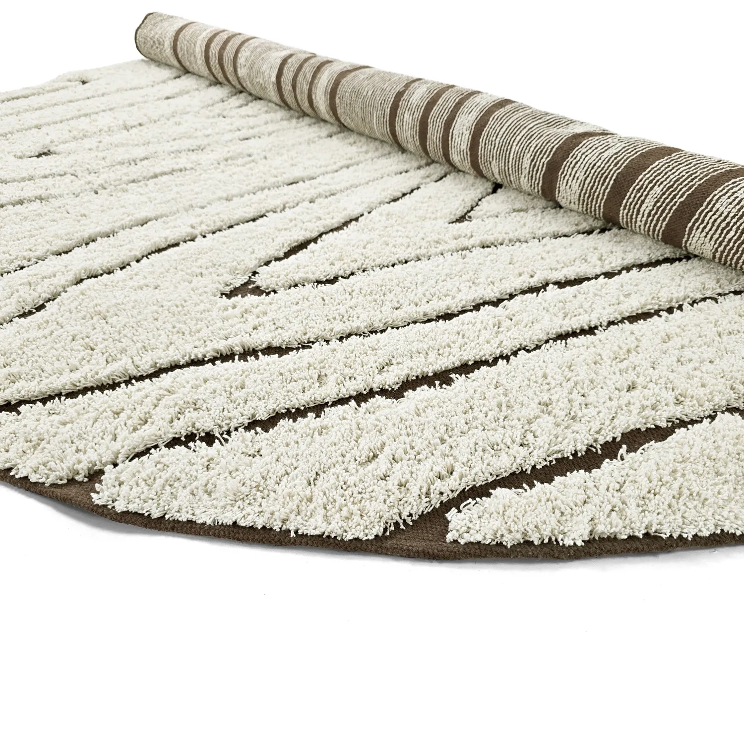 Runde Teppiche - Kindon Natural Cotton Shaggy (cremefarben/braun)