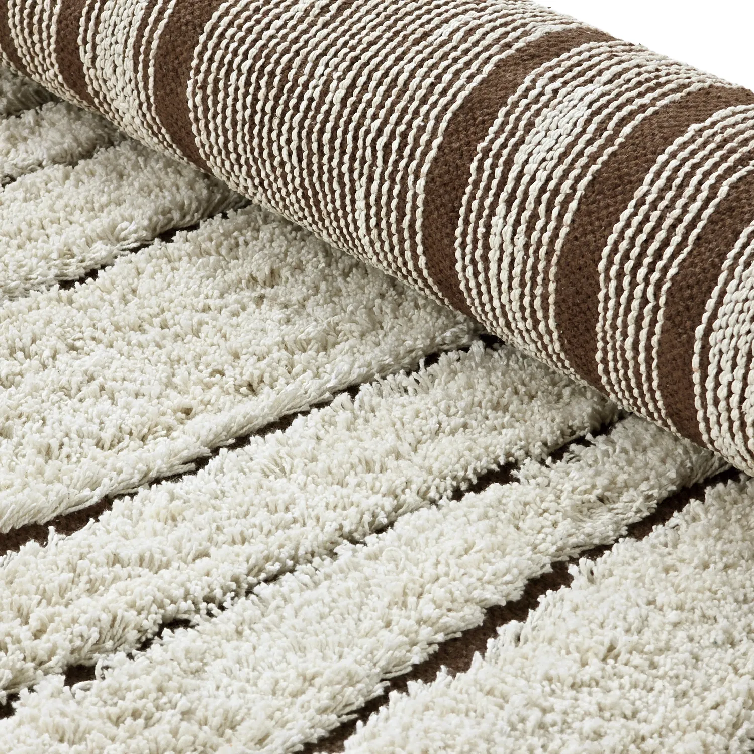 Runde Teppiche - Kindon Natural Cotton Shaggy (cremefarben/braun)