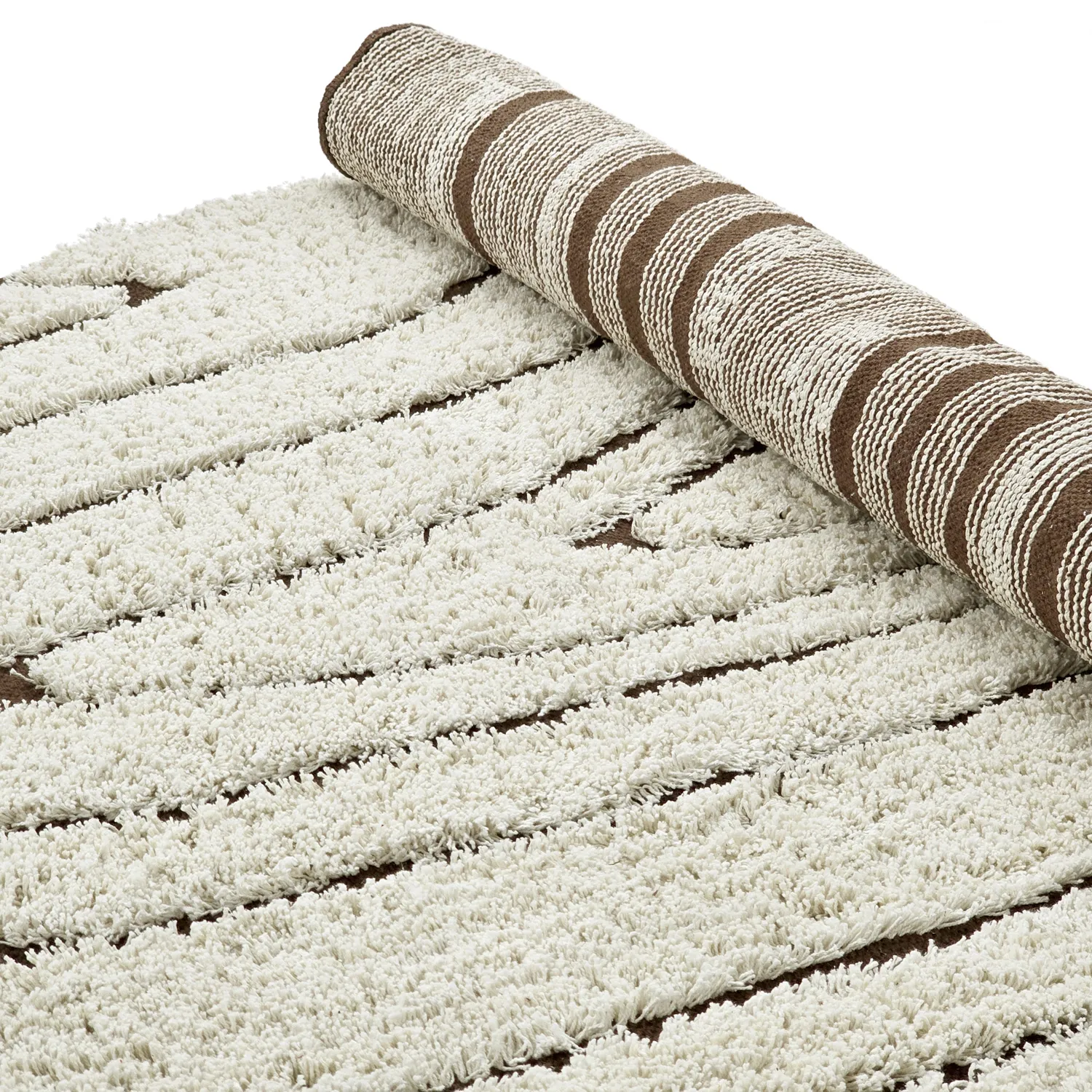 Runde Teppiche - Kindon Natural Cotton Shaggy (cremefarben/braun)