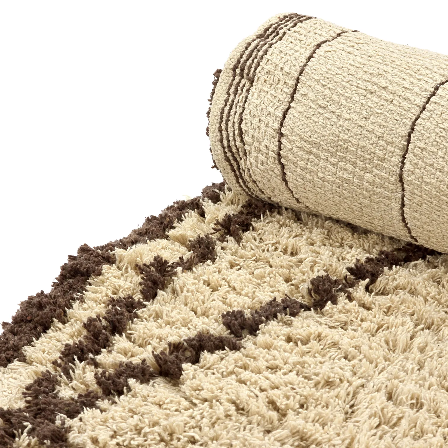 Rund Teppich - Lana Natural Cotton Shaggy (beige/braun)