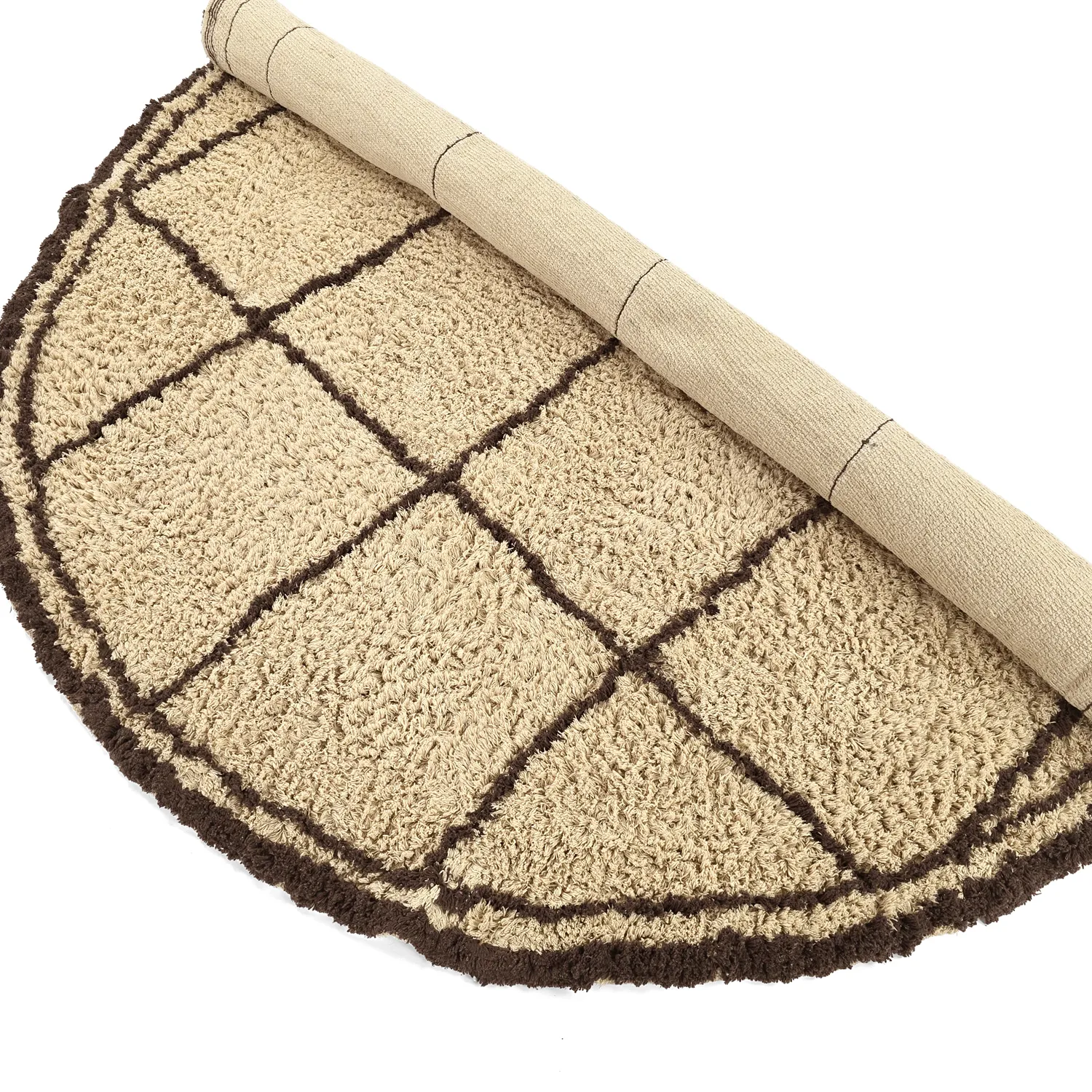 Rund Teppich - Lana Natural Cotton Shaggy (beige/braun)