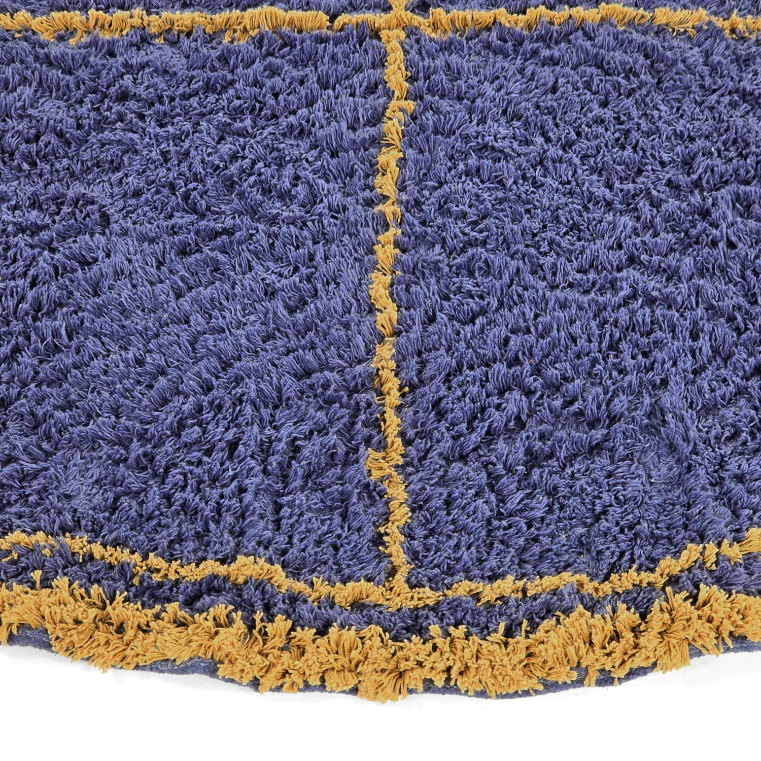 Rund Teppich - Lana Natural Cotton Shaggy (blau/gelb)