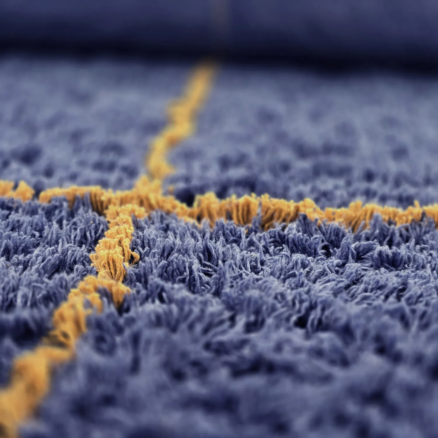 Rund Teppich - Lana Natural Cotton Shaggy (blau/gelb)