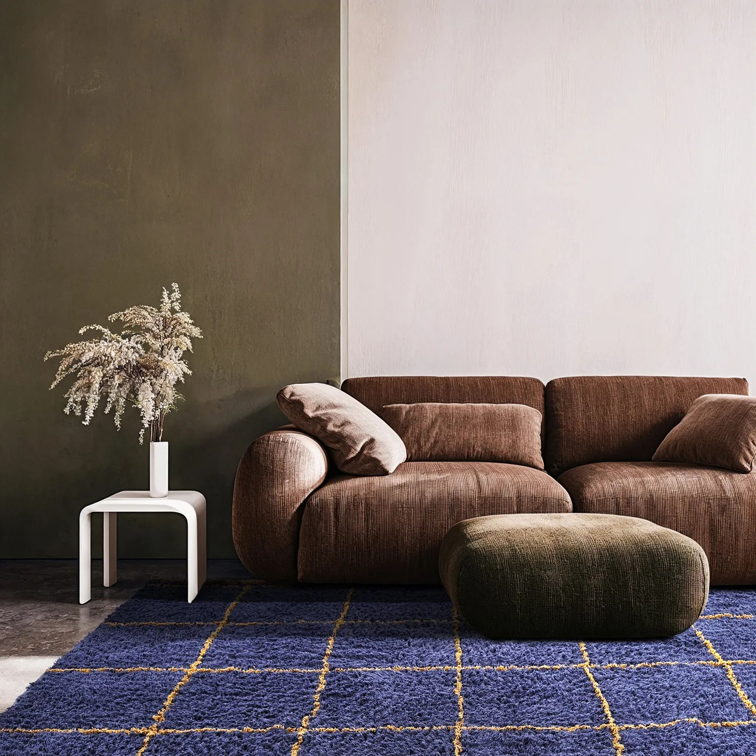 Hochflorteppiche - Lana Natural Cotton Shaggy (blau/gelb)