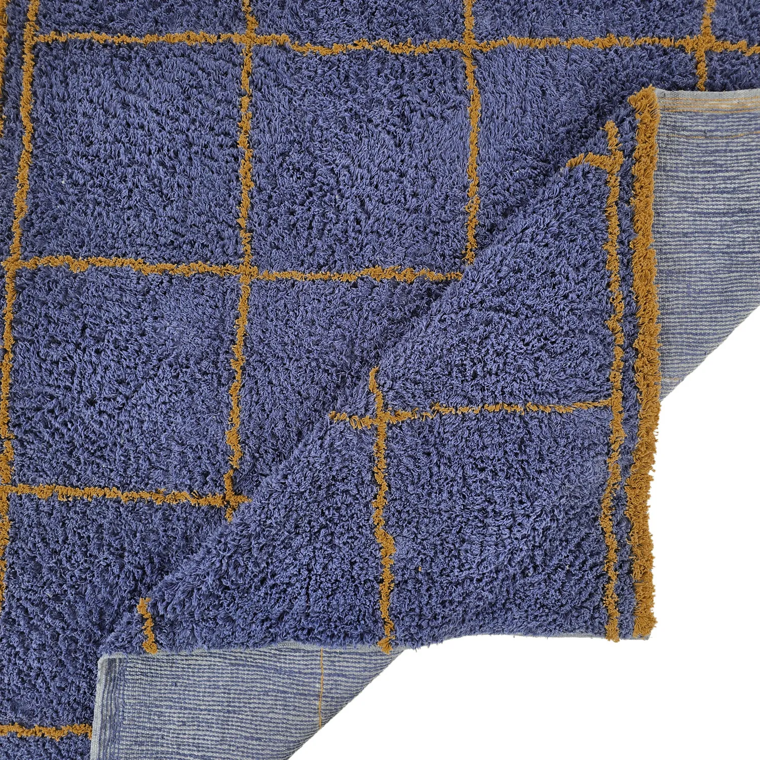 Hochflorteppiche - Lana Natural Cotton Shaggy (blau/gelb)