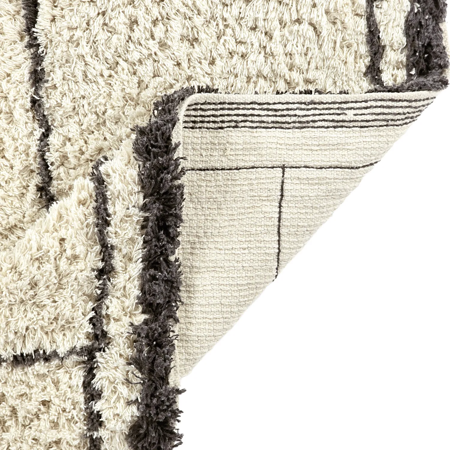 Hochflorteppiche - Lana Natural Cotton Shaggy (creme/dunkelgrau)