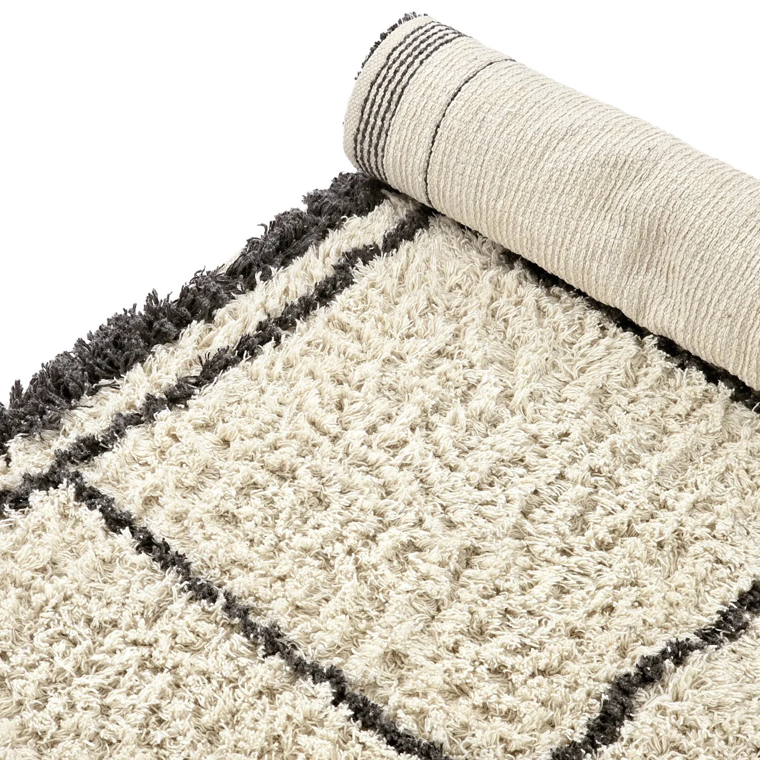 Hochflorteppiche - Lana Natural Cotton Shaggy (creme/dunkelgrau)