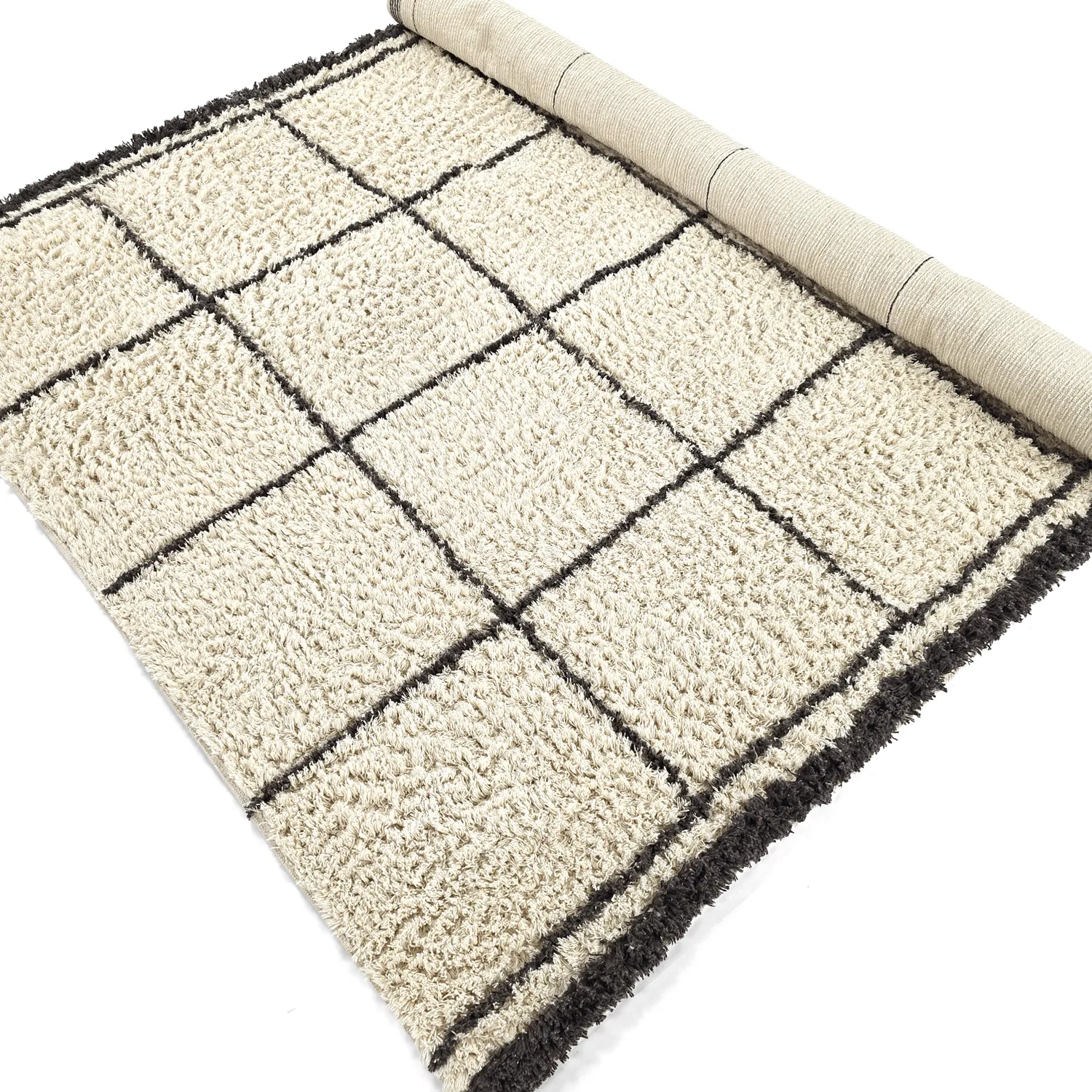 Hochflorteppiche - Lana Natural Cotton Shaggy (creme/dunkelgrau)