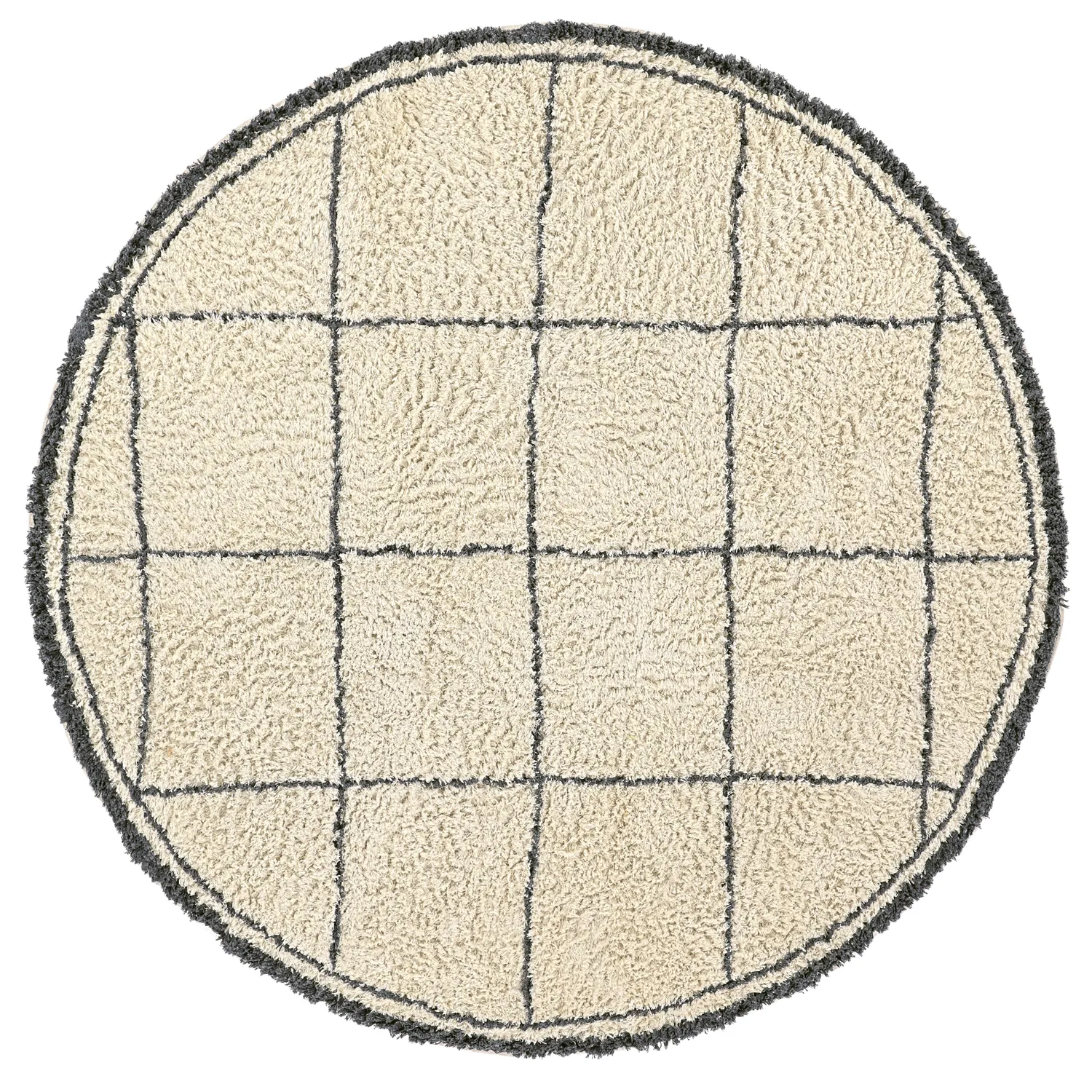 Tapis rond - Lana Natural Cotton Shaggy (crème/gris foncé)