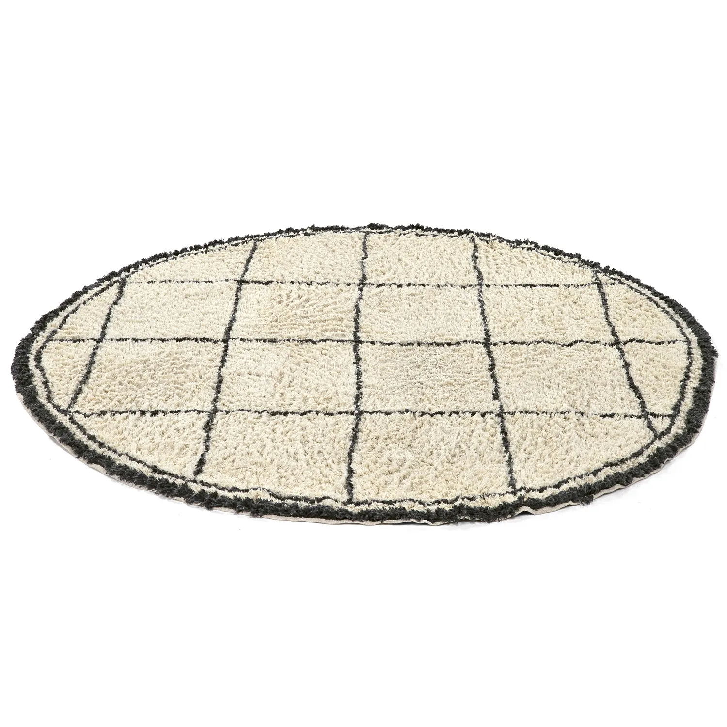 Tapis rond - Lana Natural Cotton Shaggy (crème/gris foncé)