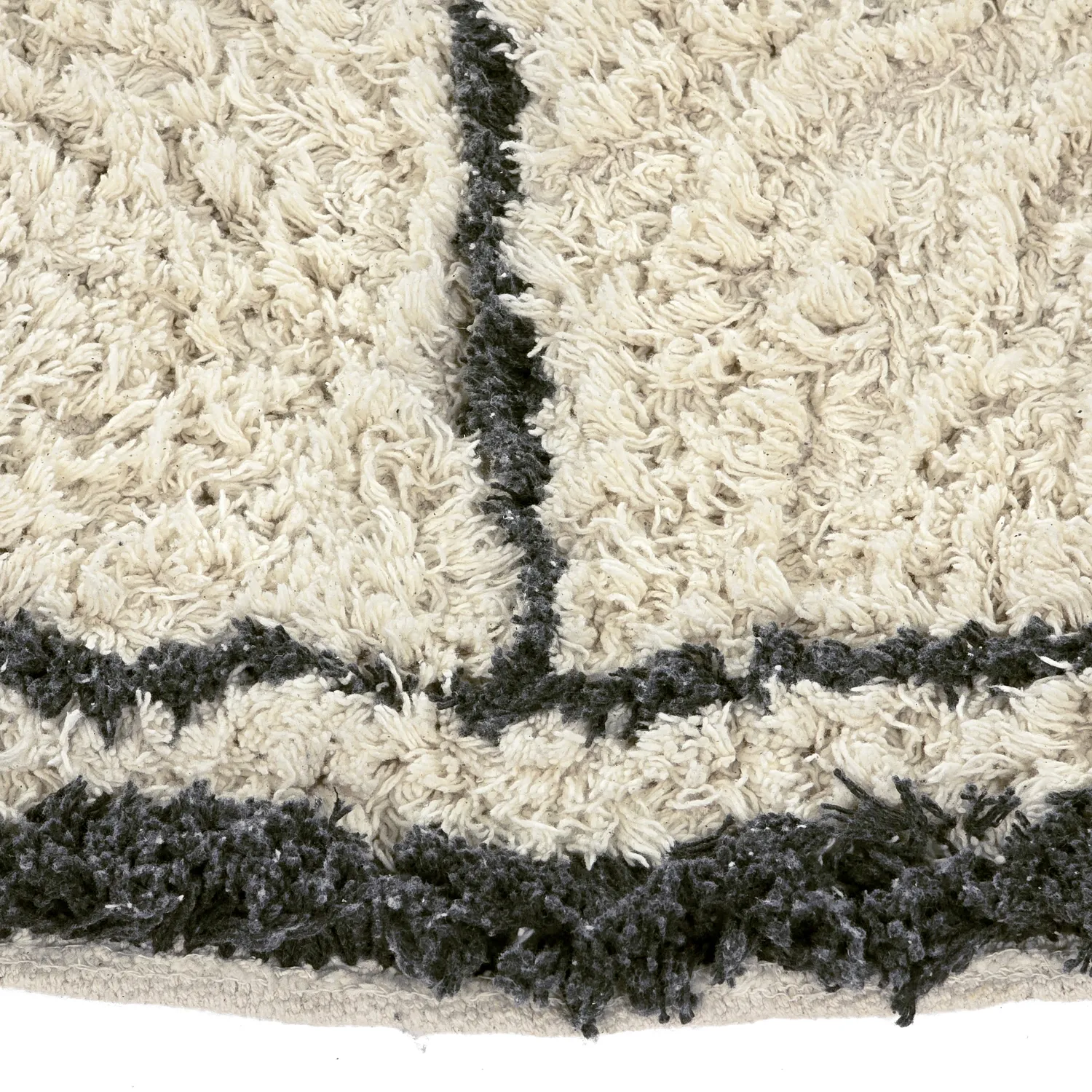 Tapis rond - Lana Natural Cotton Shaggy (crème/gris foncé)