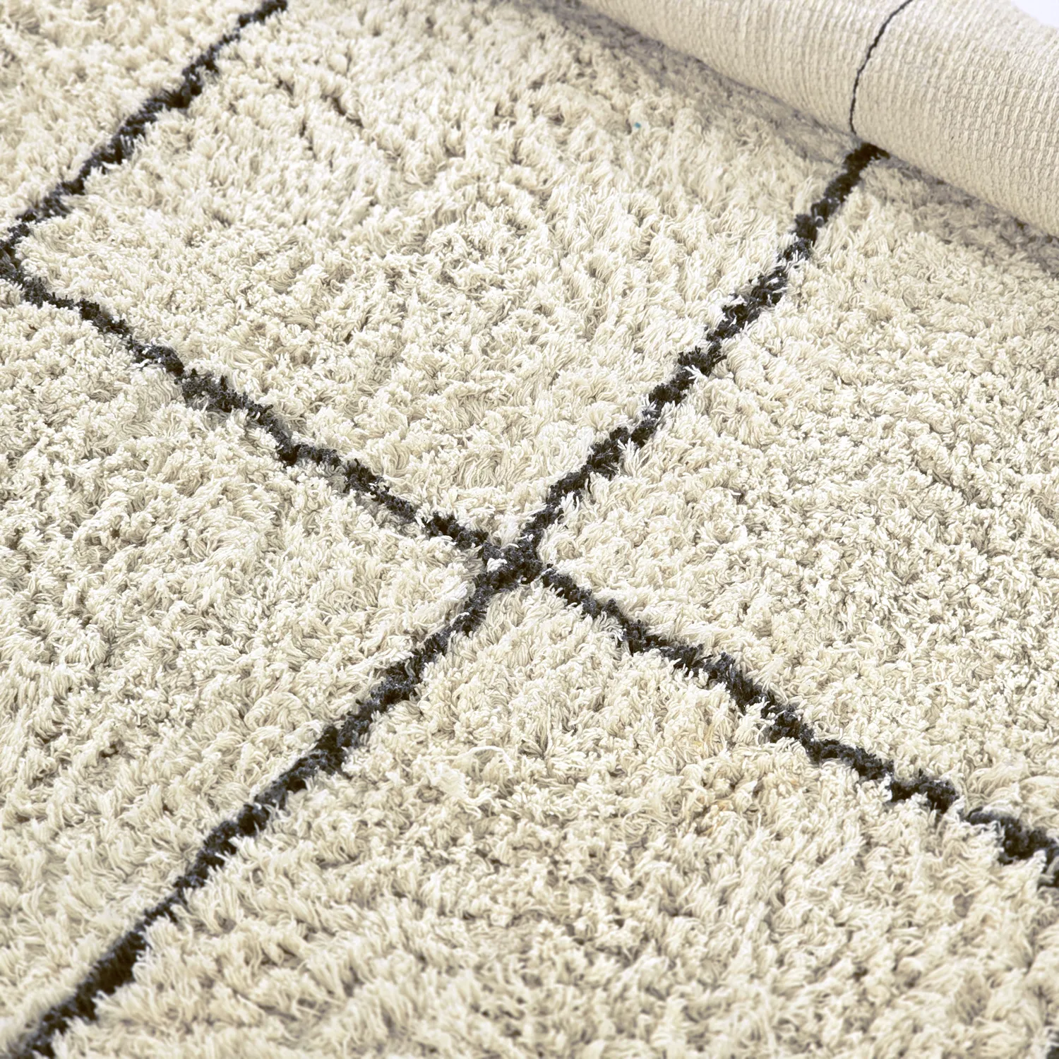 Tapis rond - Lana Natural Cotton Shaggy (crème/gris foncé)