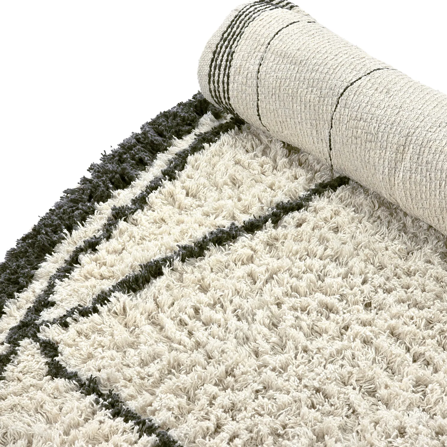 Tapis rond - Lana Natural Cotton Shaggy (crème/gris foncé)