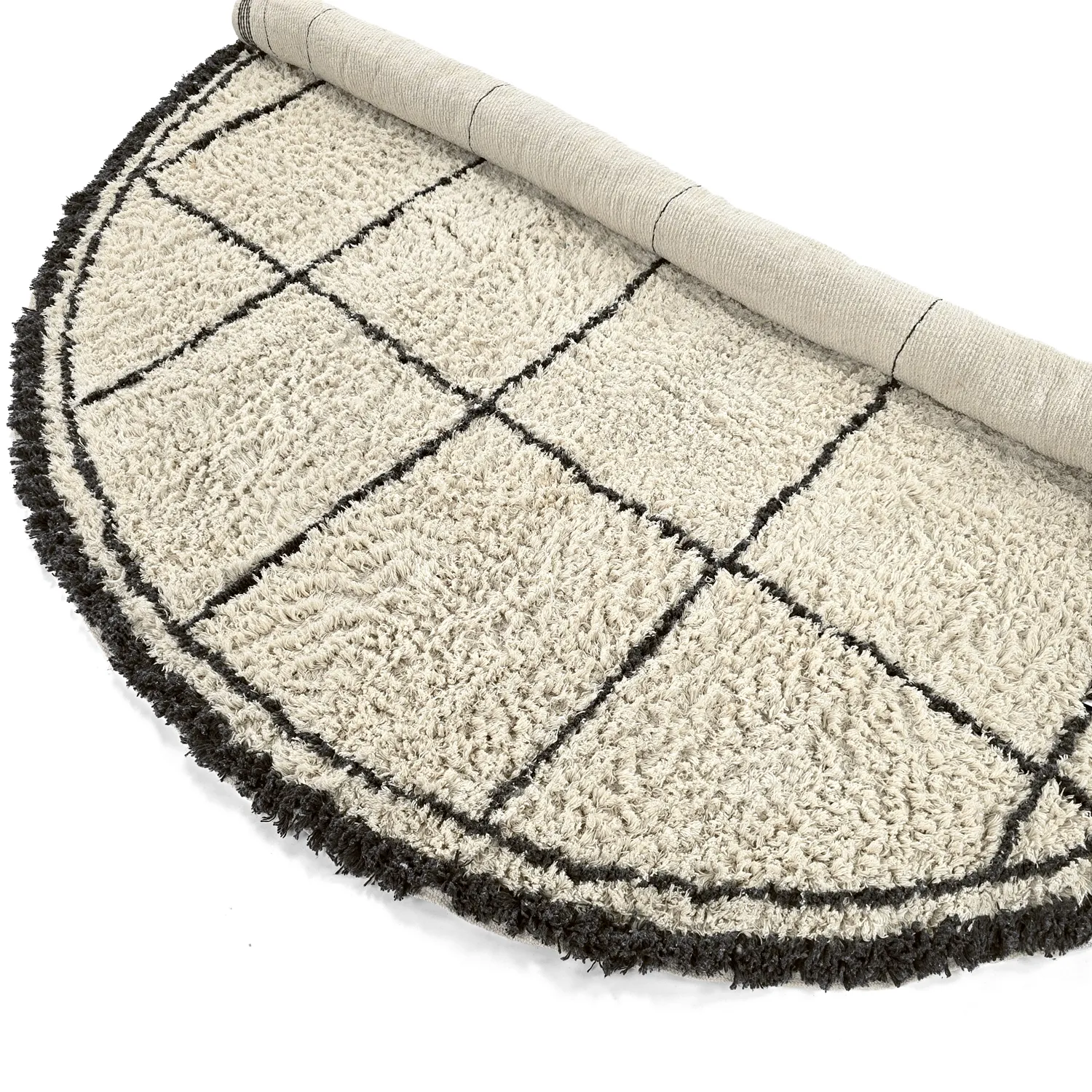 Tapis rond - Lana Natural Cotton Shaggy (crème/gris foncé)