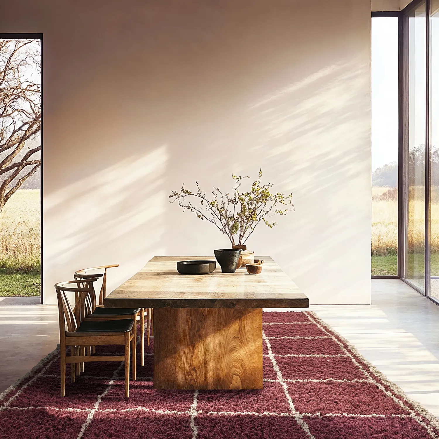 Hochflorteppiche - Lana Natural Cotton Shaggy (taupe/rot)