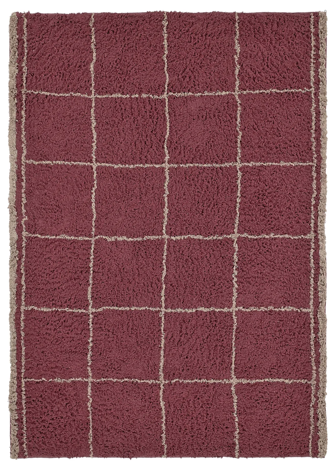 Hochflorteppiche - Lana Natural Cotton Shaggy (taupe/rot)