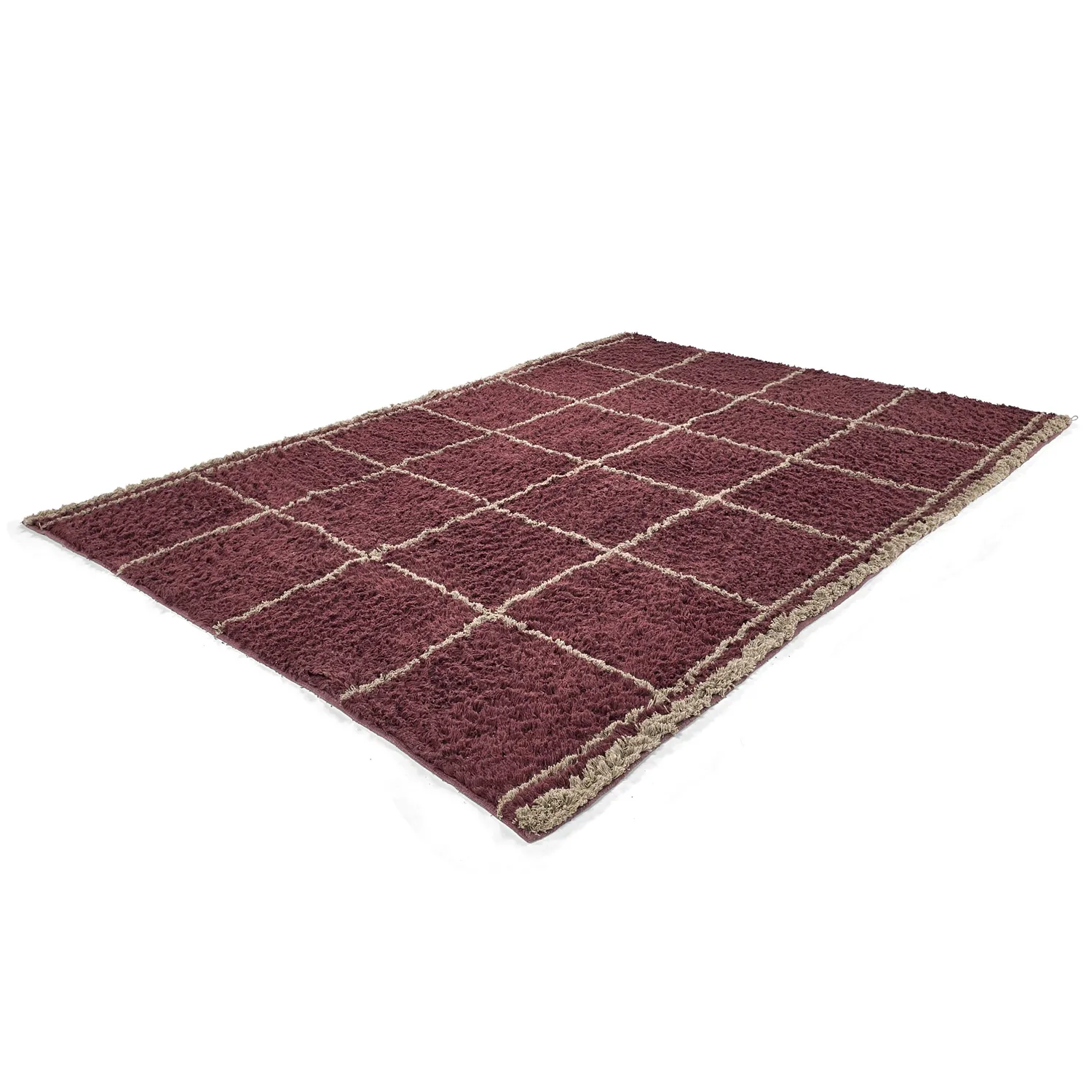 Hochflorteppiche - Lana Natural Cotton Shaggy (taupe/rot)