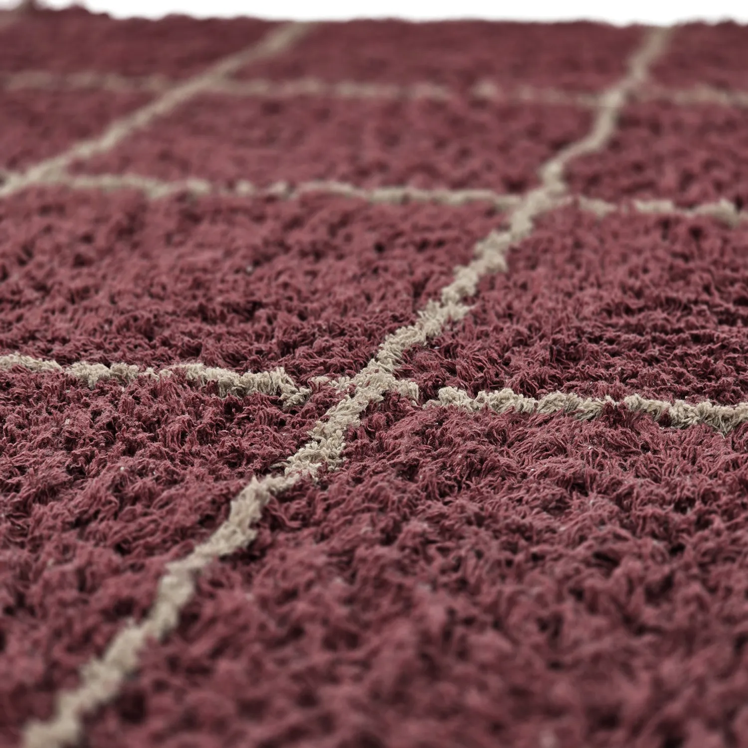 Hochflorteppiche - Lana Natural Cotton Shaggy (taupe/rot)