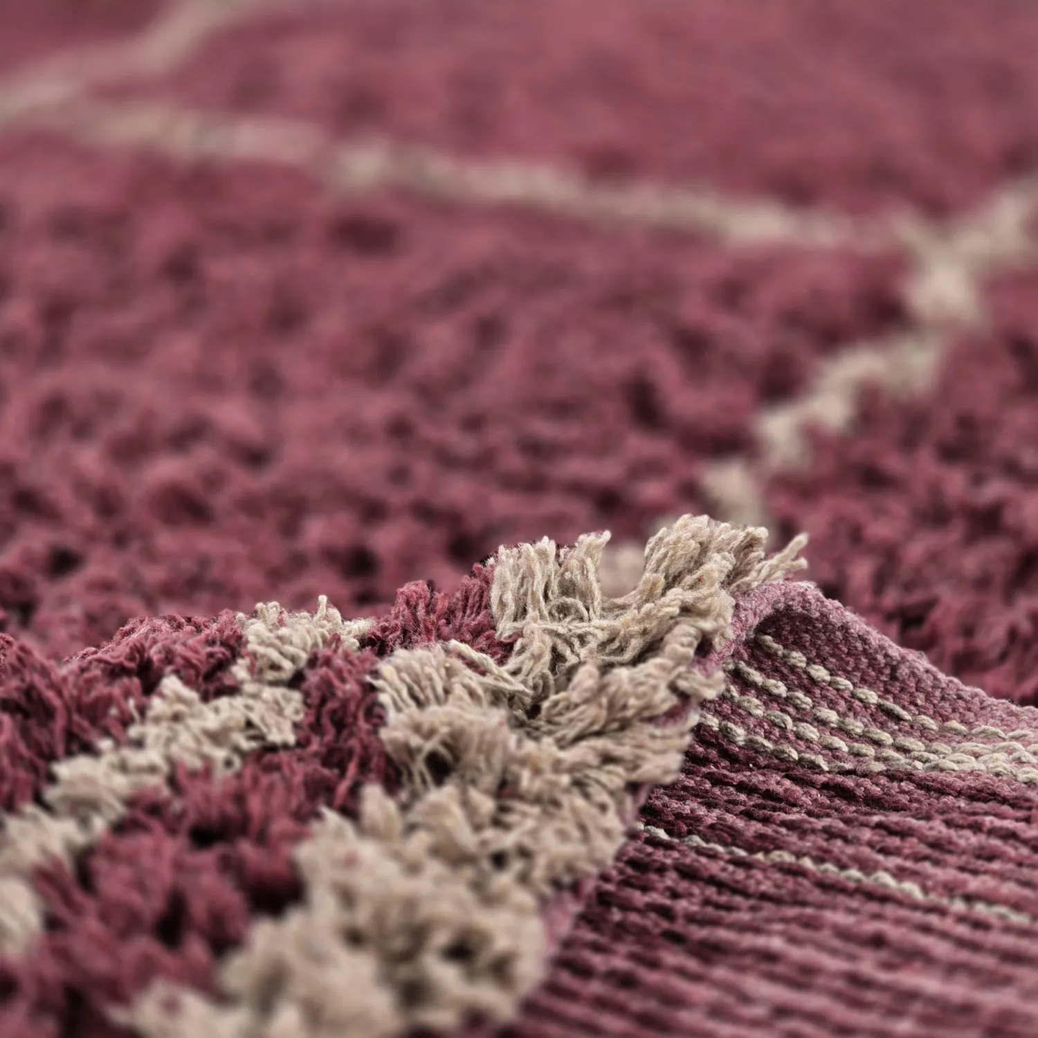 Hochflorteppiche - Lana Natural Cotton Shaggy (taupe/rot)