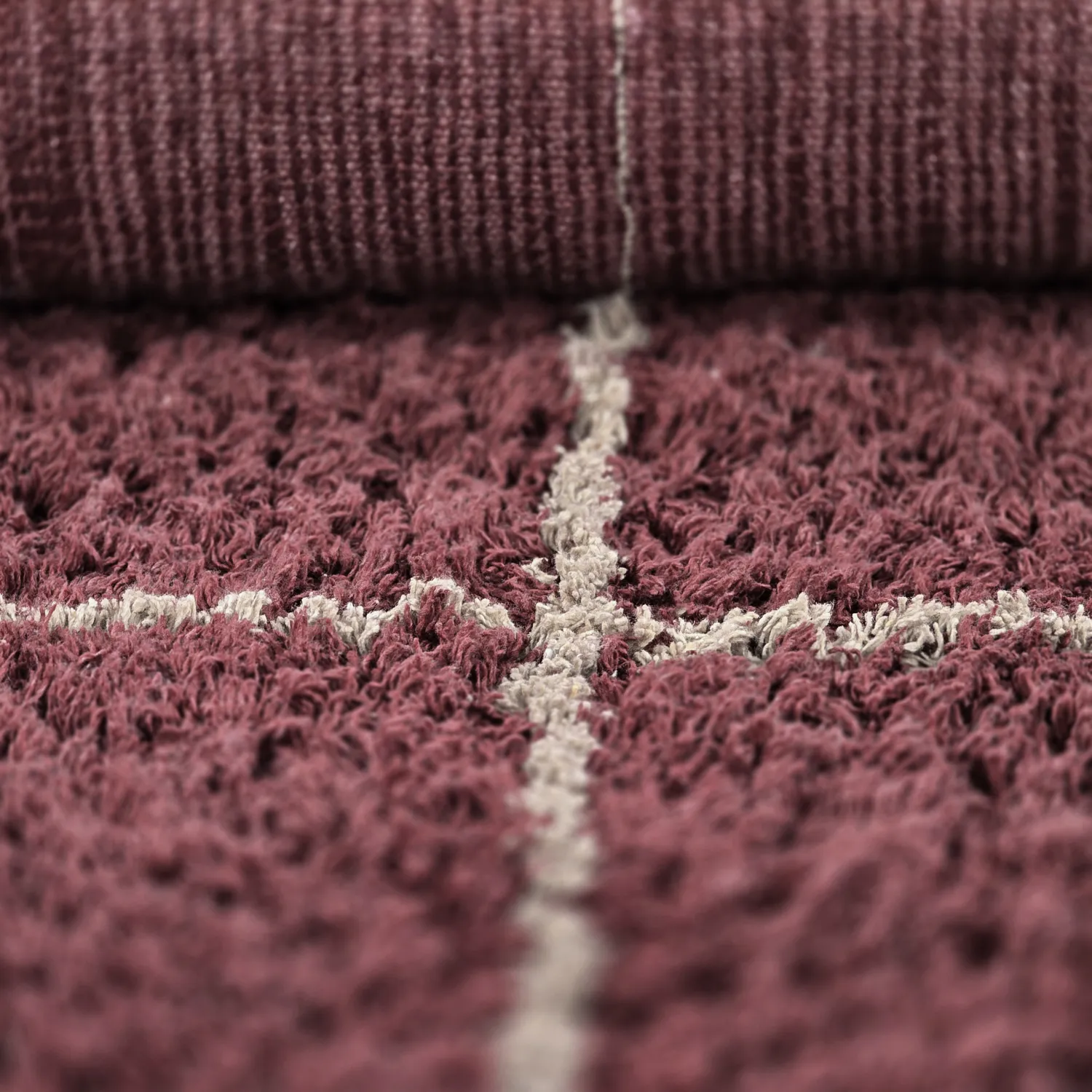 Hochflorteppiche - Lana Natural Cotton Shaggy (taupe/rot)