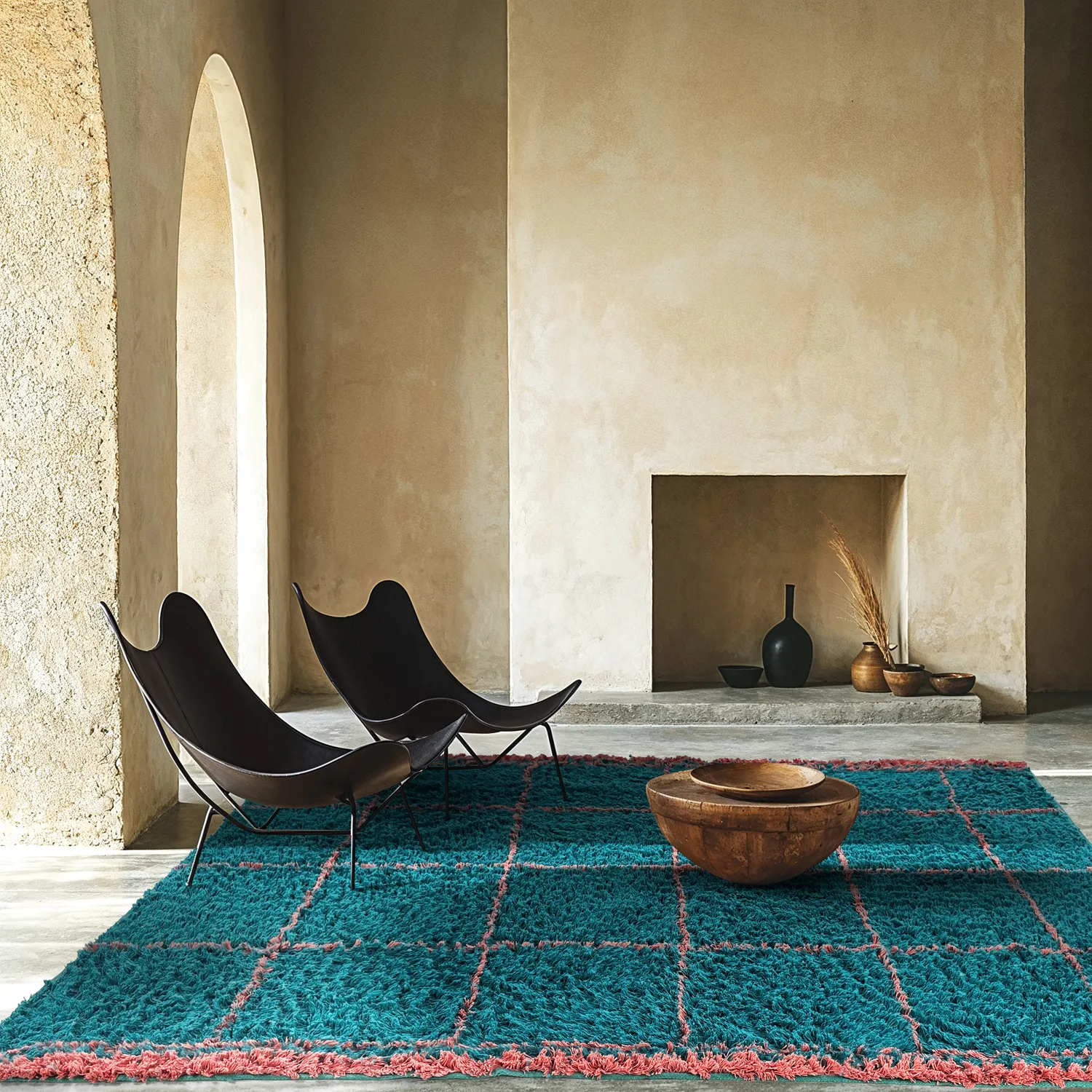 Hochflorteppiche - Lana Natural Cotton Shaggy (türkis/rosa)