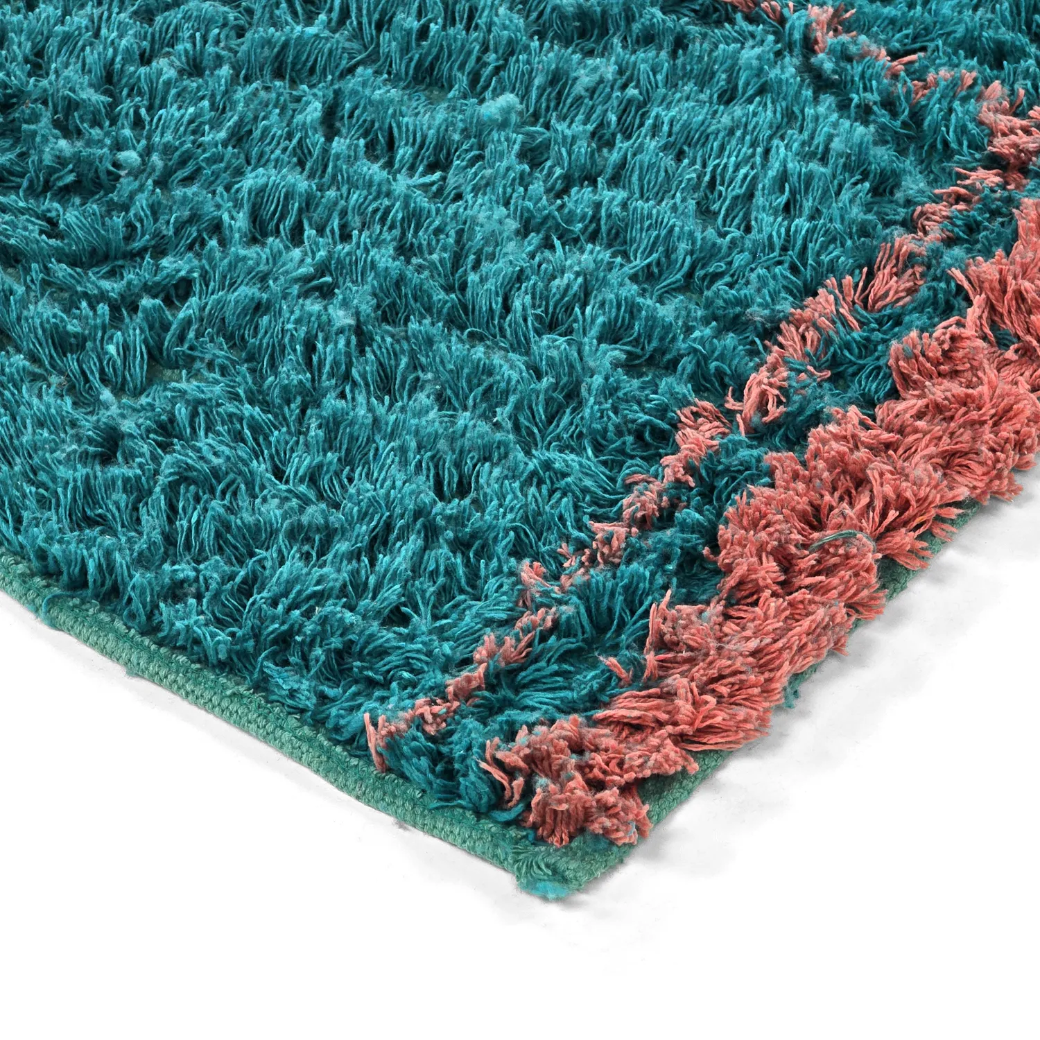 Hochflorteppiche - Lana Natural Cotton Shaggy (türkis/rosa)