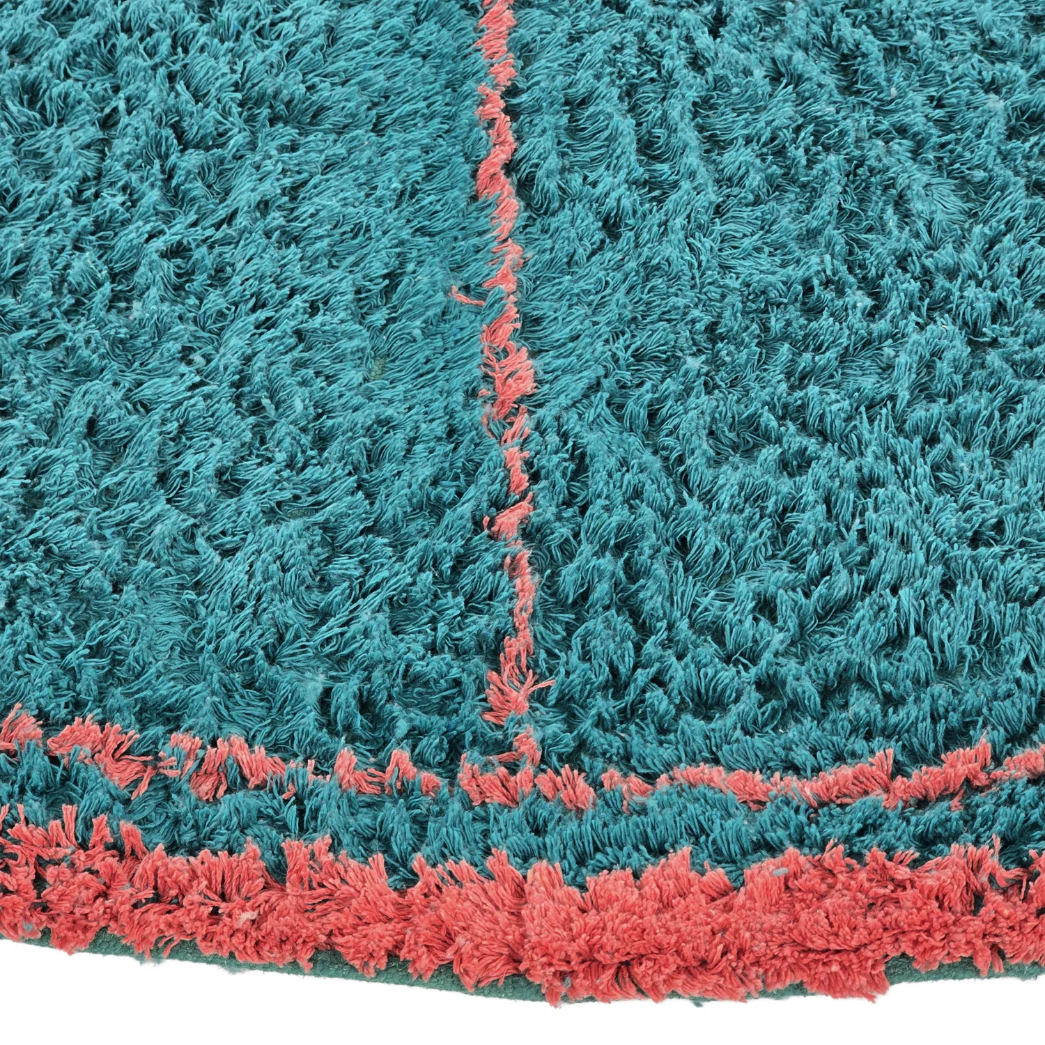 Rund Teppich - Lana Natural Cotton Shaggy (türkis/rosa)