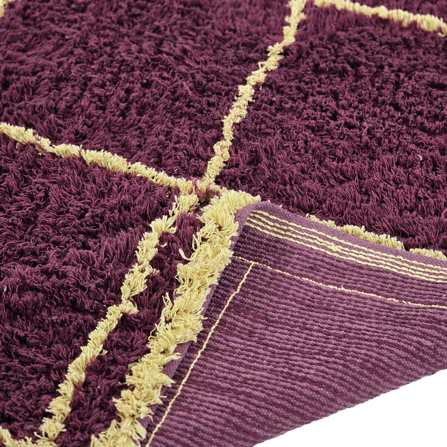 Hochflorteppiche - Lana Natural Cotton Shaggy (bordeaux/gelb)