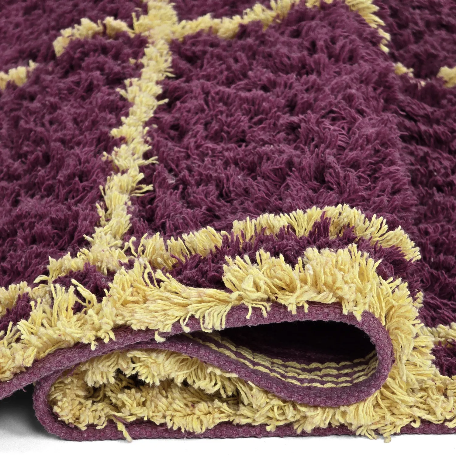 Hochflorteppiche - Lana Natural Cotton Shaggy (bordeaux/gelb)